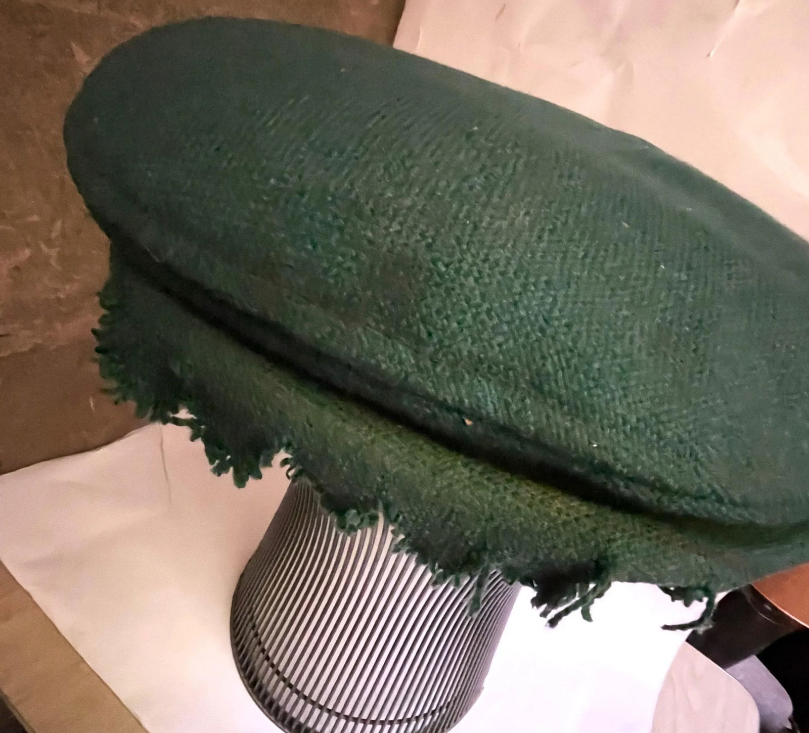 Mid 20th Century Warren Platner Knoll International Stool Original Green Fabric Bronze Metal - 11