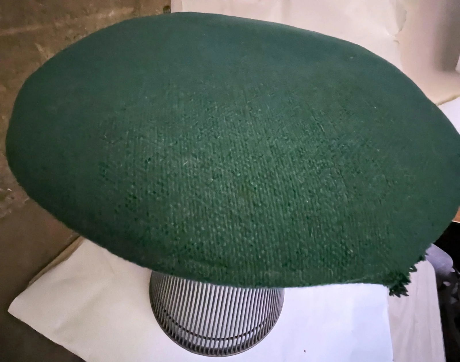Mid 20th Century Warren Platner Knoll International Stool Original Green Fabric Bronze Metal - 2