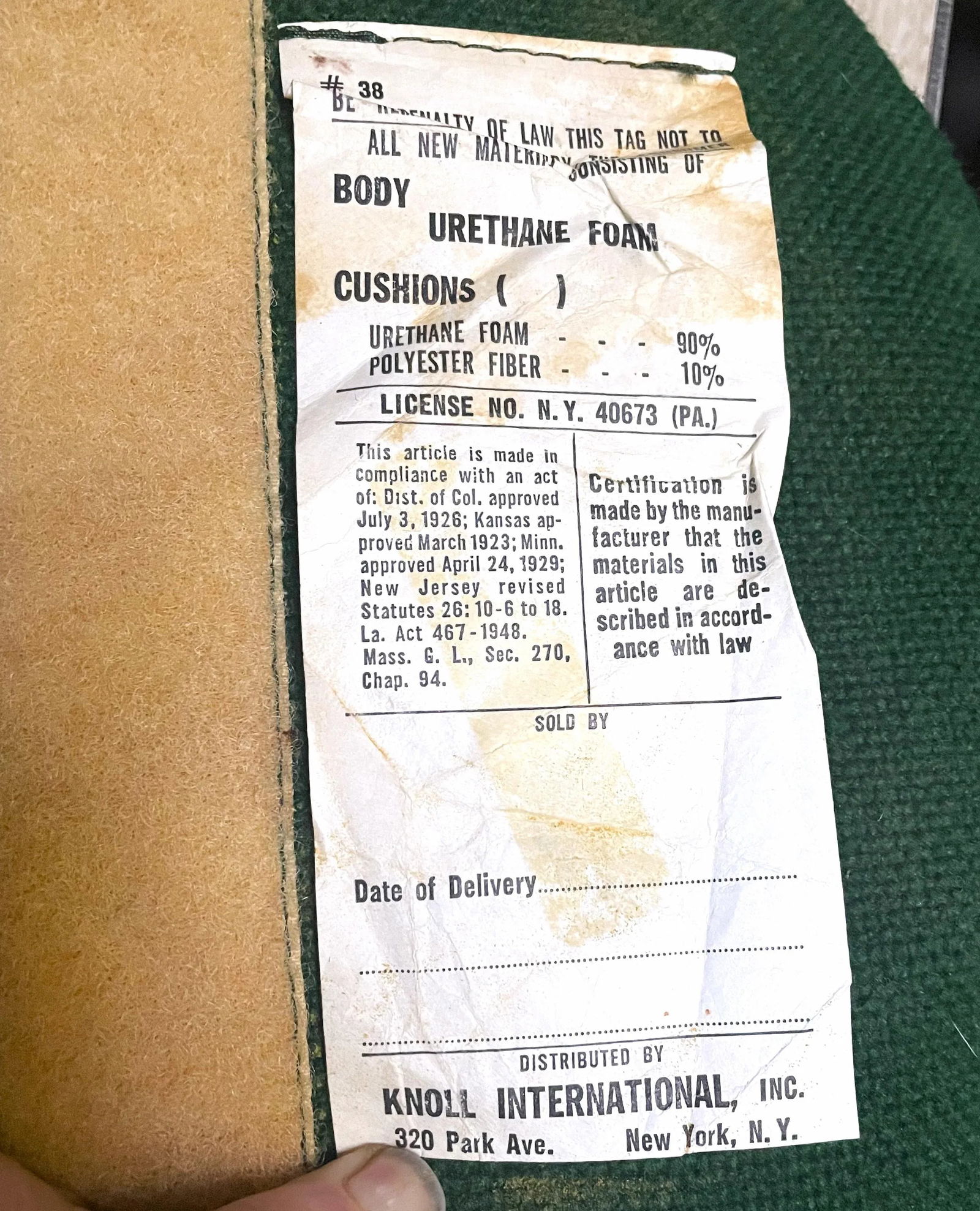 Mid 20th Century Warren Platner Knoll International Stool Original Green Fabric Bronze Metal - 4