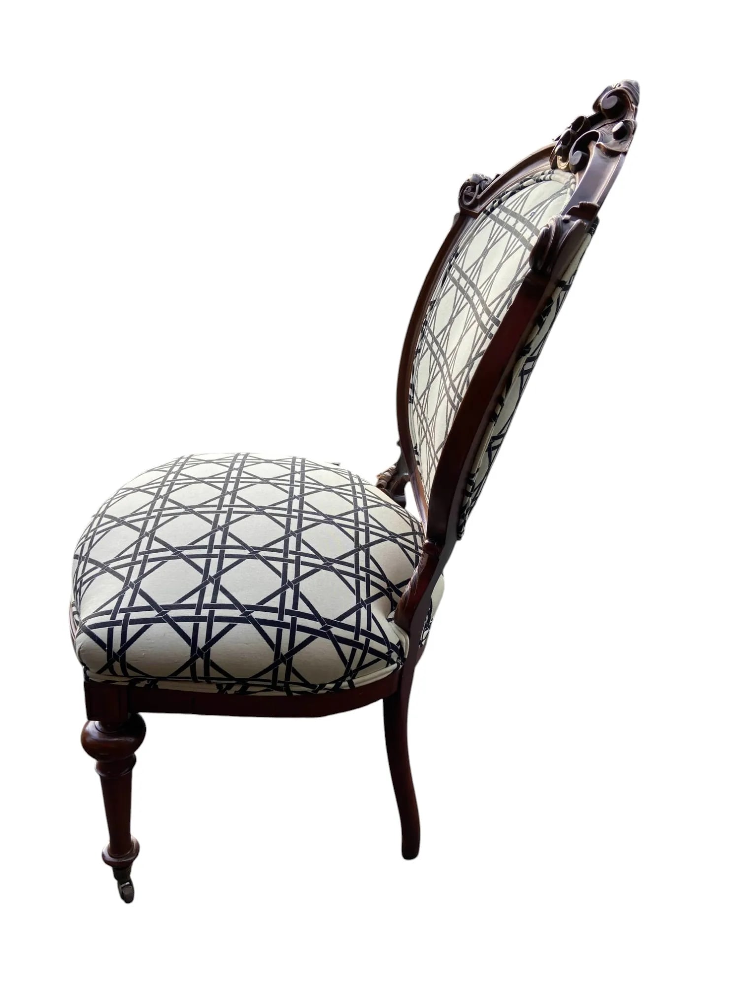 Late 19th Century Victorian Upholstered Side Chair on Casters - 2