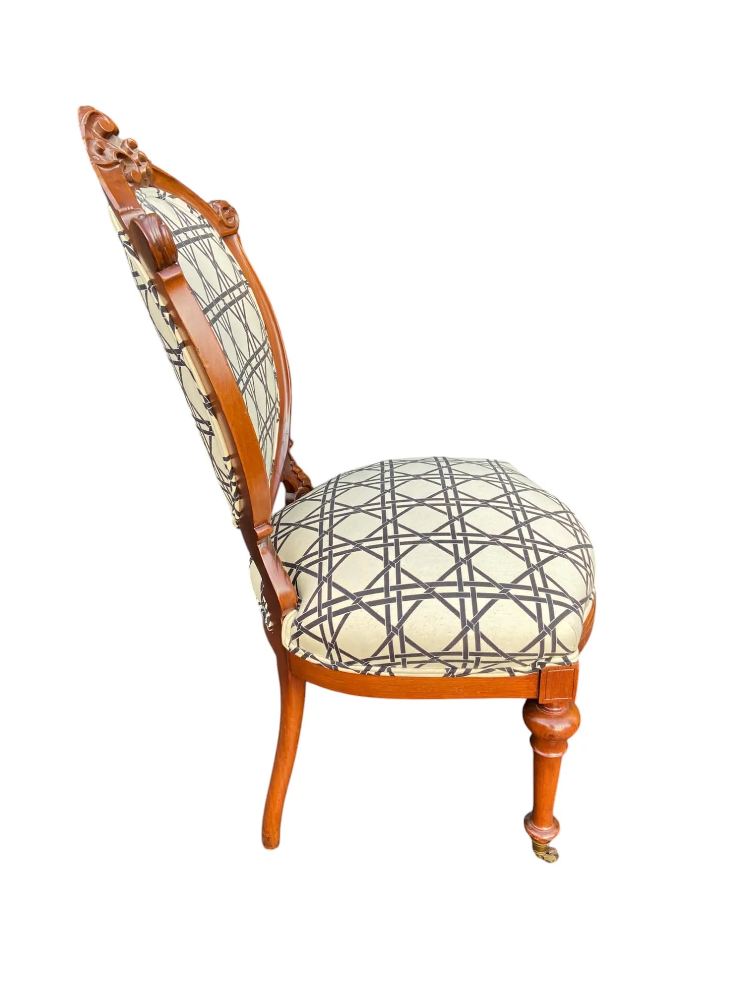 Late 19th Century Victorian Upholstered Side Chair on Casters - 3