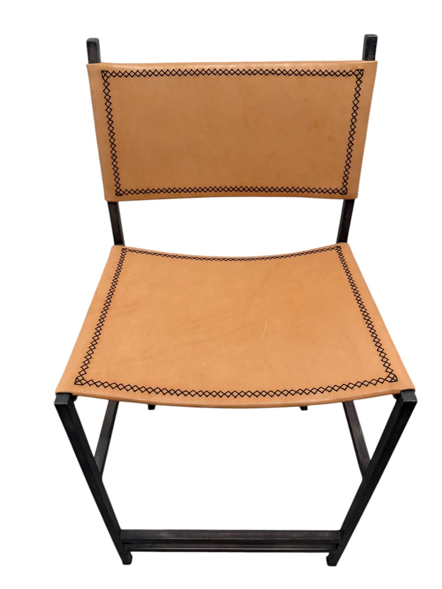 Sol & Luna Tan Leather and Iron Counter Stool - 2