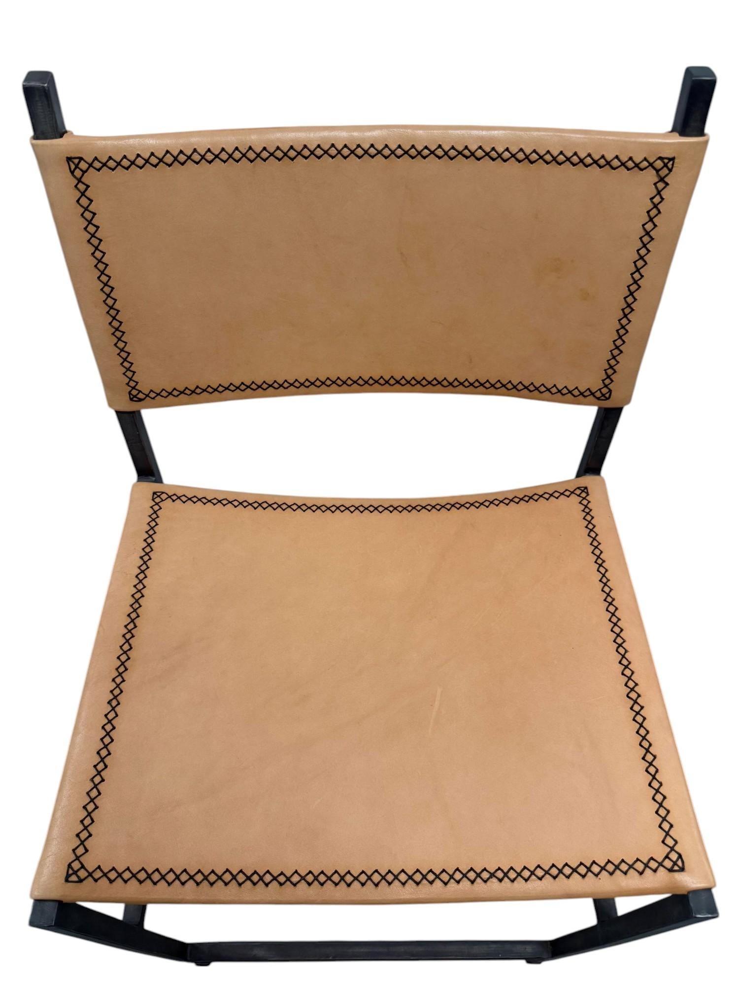 Sol & Luna Tan Leather and Iron Counter Stool - 3