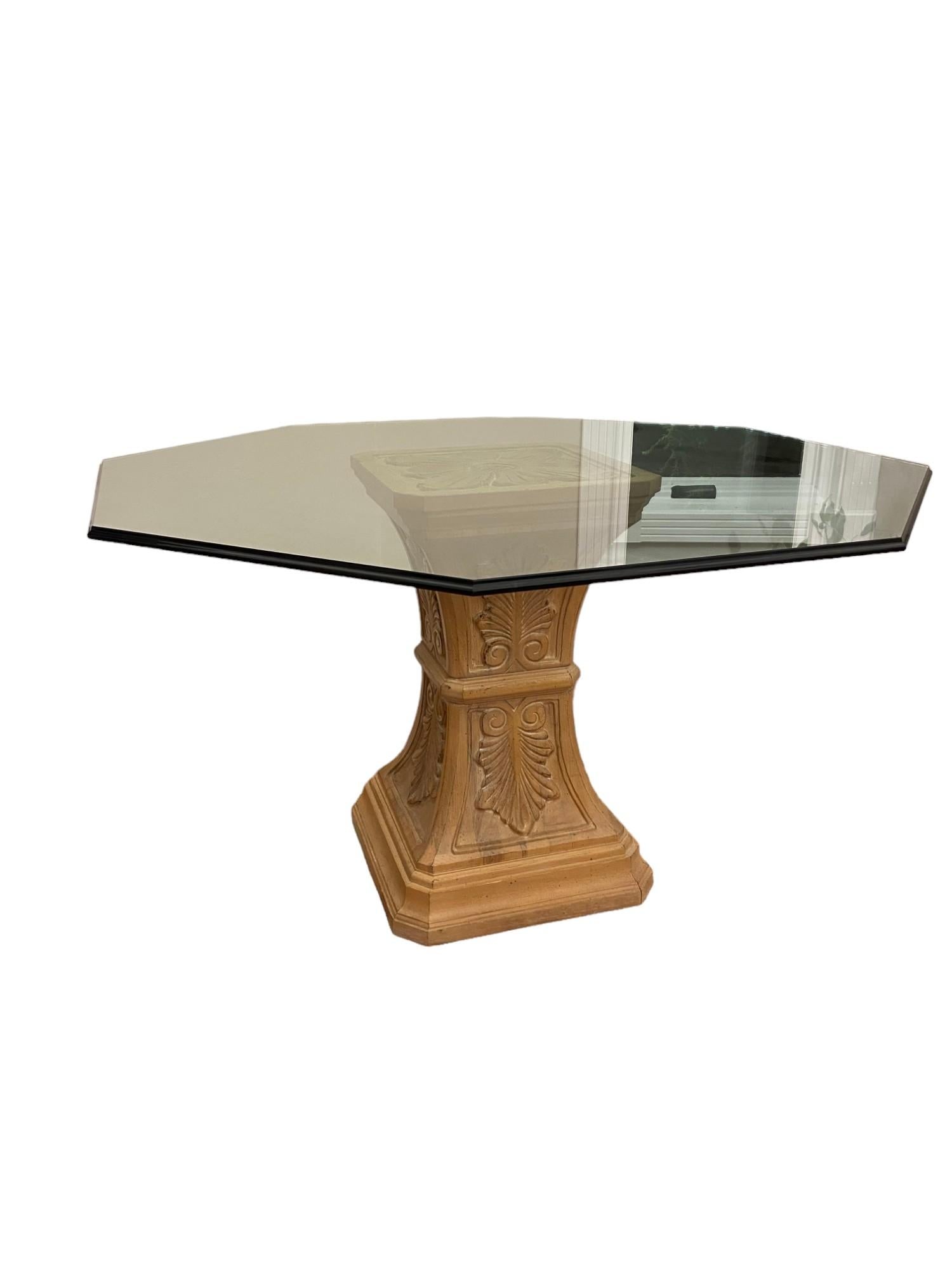 Weiman Attributed Glass & White Oak Pedestal Dining Table - 2