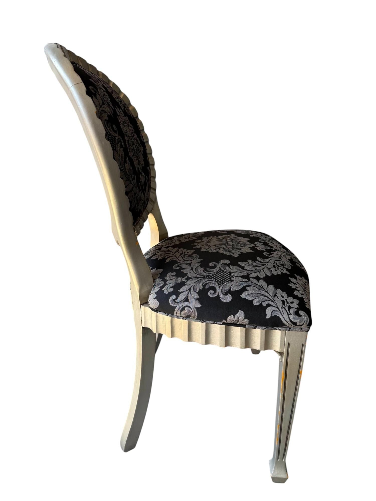 Set of Six Andre Originals Regency Style Silver Painted Wood Dining Chairs - 10