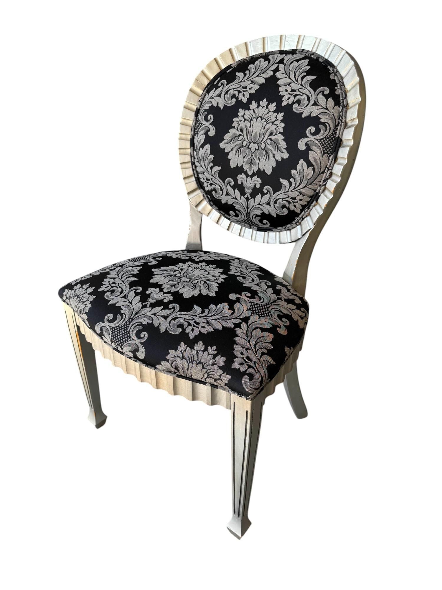 Set of Six Andre Originals Regency Style Silver Painted Wood Dining Chairs - 3