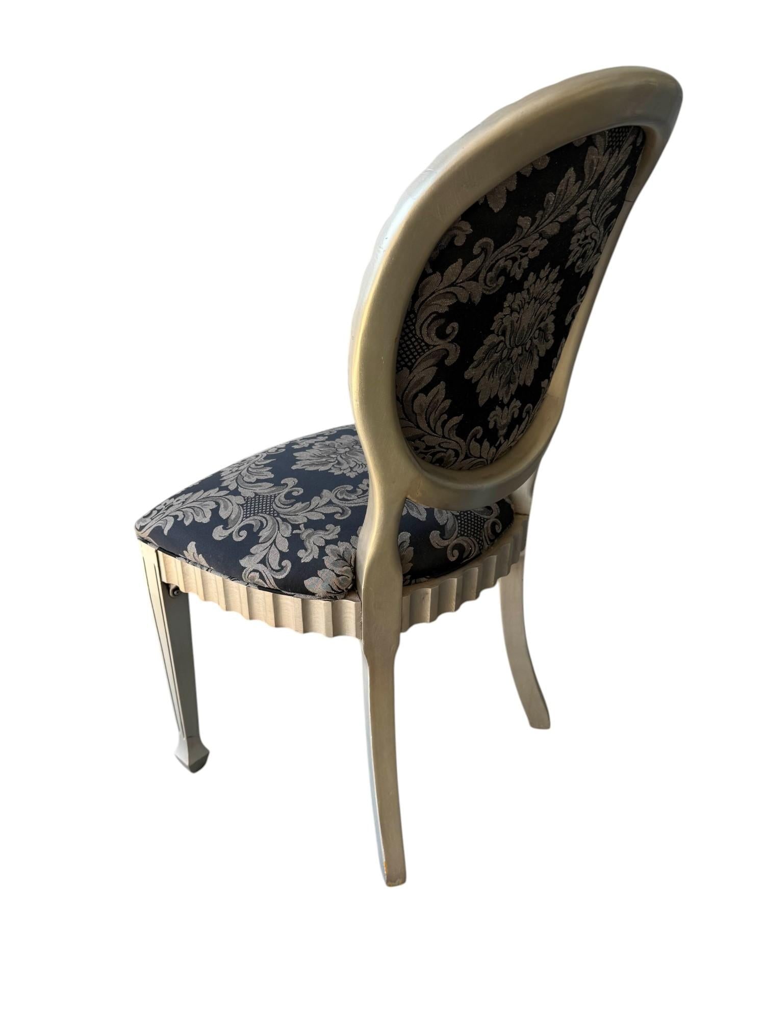 Set of Six Andre Originals Regency Style Silver Painted Wood Dining Chairs - 4