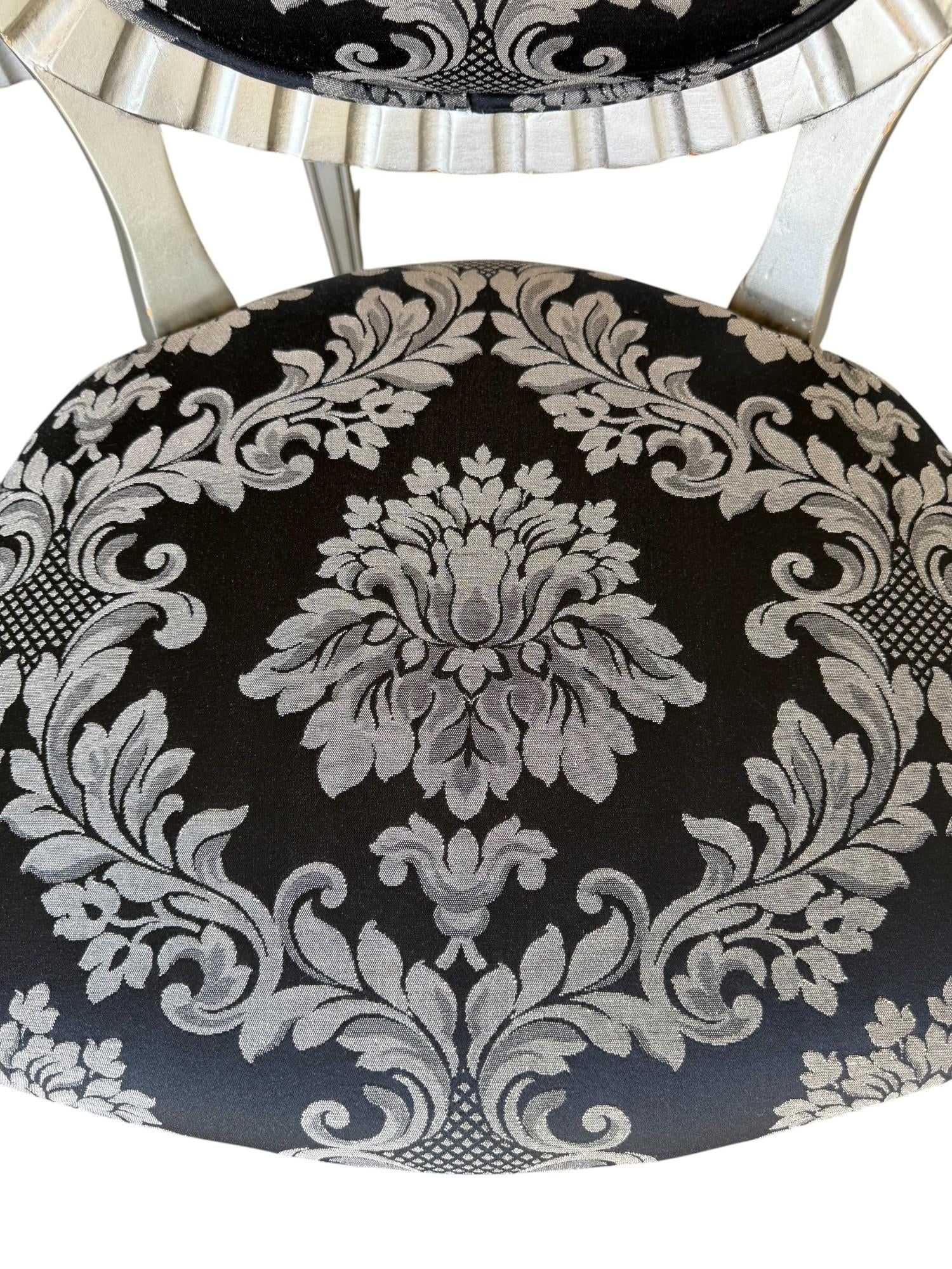 Set of Six Andre Originals Regency Style Silver Painted Wood Dining Chairs - 5