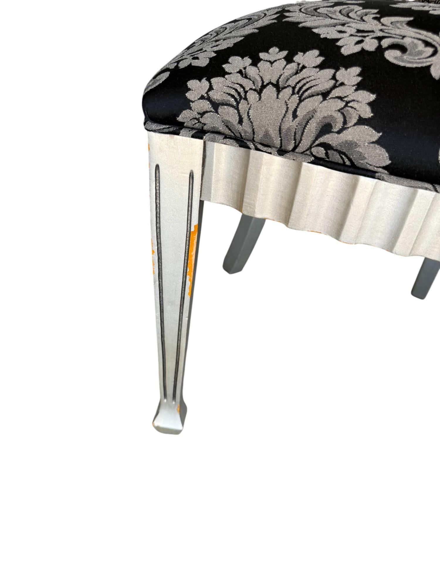 Set of Six Andre Originals Regency Style Silver Painted Wood Dining Chairs - 8