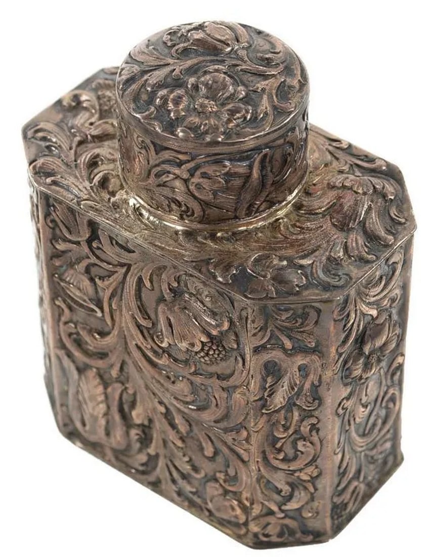 19th Century Antique Silver Repousse Tea Caddy (1 of 9)