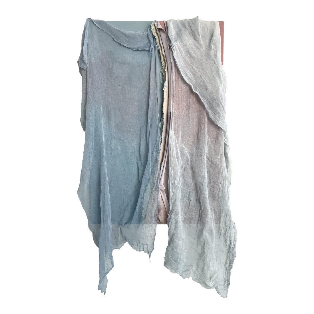 You Within Me Mixed Media Dimensional Color Field Painting by Stacey Warnix: This artwork explores the impact of materiality in color perception, utilizing layering of transparent textiles over a background colorfield painting. The fluid interplay of light and shadow enhances