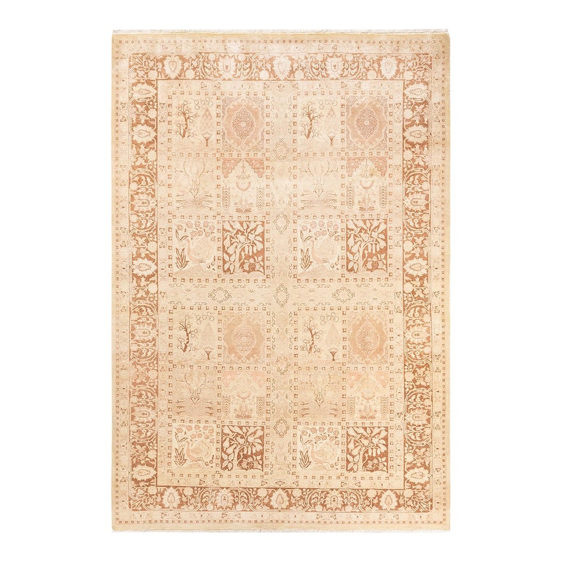 Mogul, One-of-a-Kind Hand-Knotted Area Rug - Ivory, 6' 2" x 9' 1": With understated palettes and allover designs, the rugs in the Mogul Collection will bring timeless sophistication to any room. Influenced by a spectrum of Turkish, Indian, and Persian designs, the ar