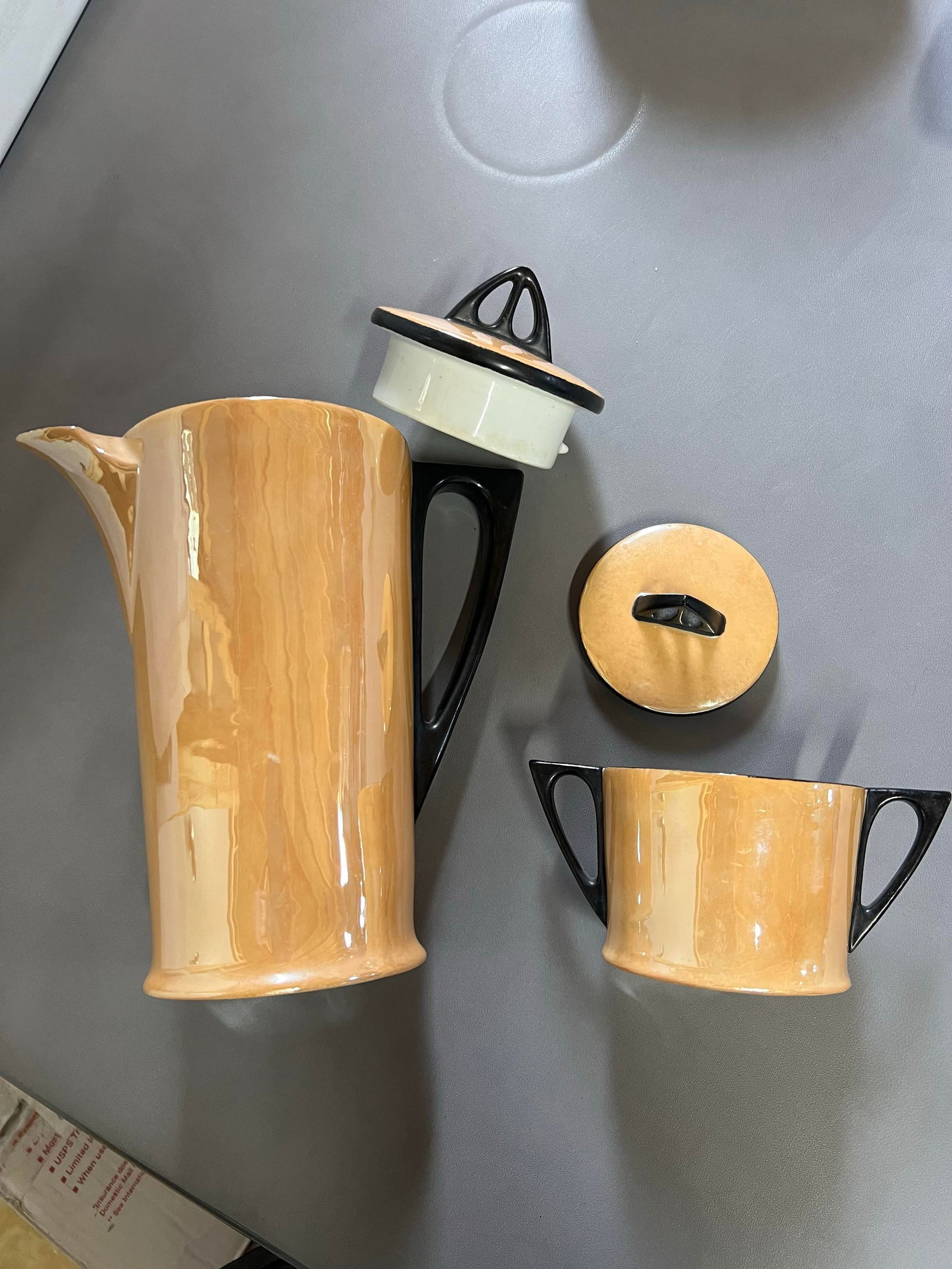 Vintage Art Deco Peach Irridescent Lusterwear Dishes - 32 Pieces - 4