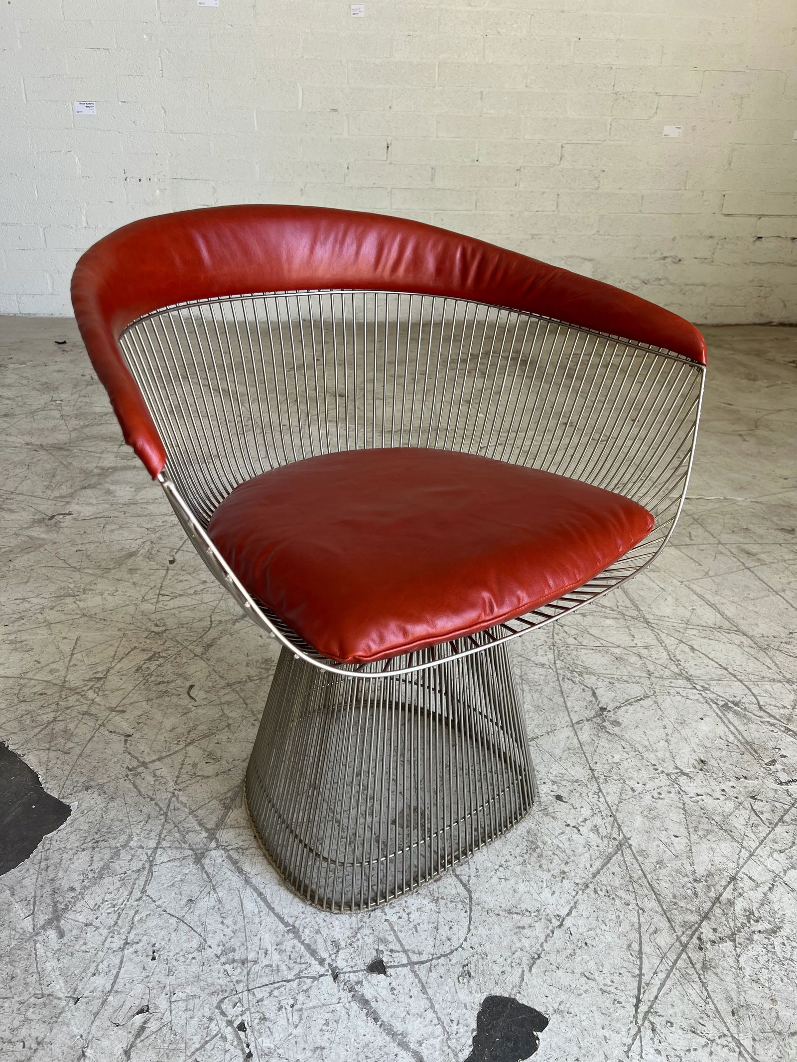 Warren Platner for Knoll Chrome Wire and Leather Occasional Chair - 3