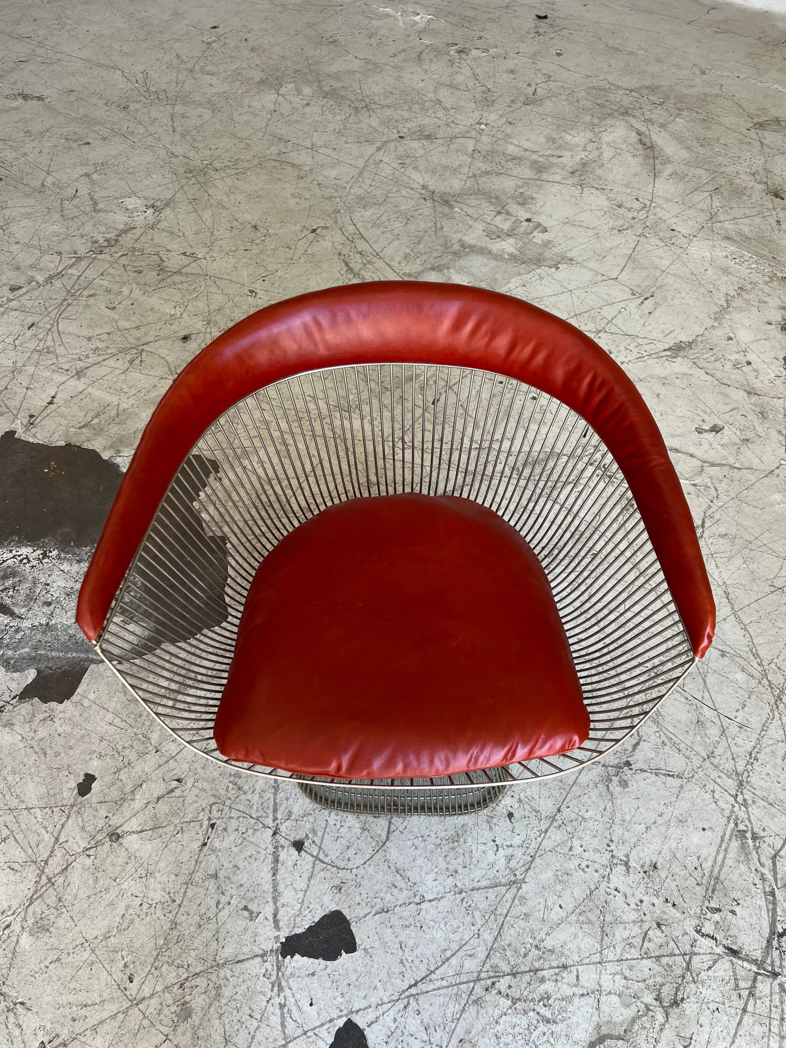 Warren Platner for Knoll Chrome Wire and Leather Occasional Chair - 4