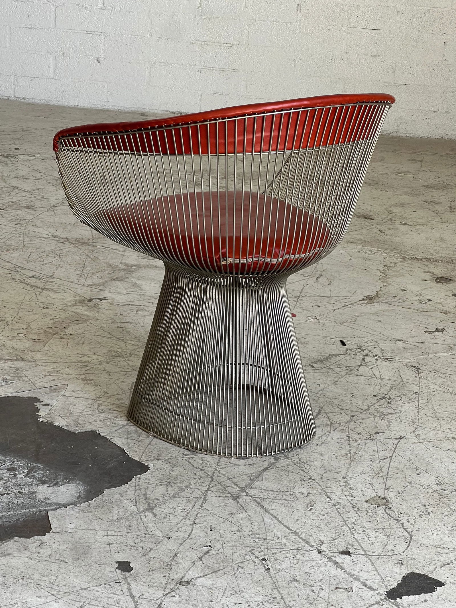 Warren Platner for Knoll Chrome Wire and Leather Occasional Chair - 5