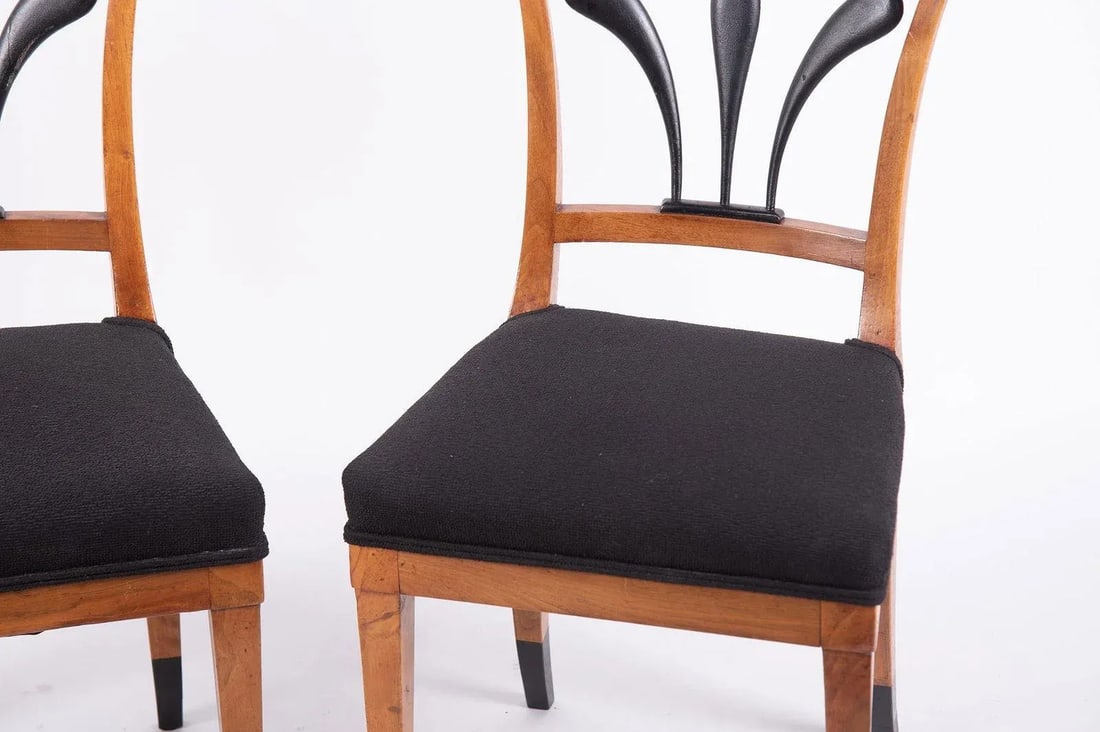 Antique Biedermeier Style Side Chairs, a Pair - 2