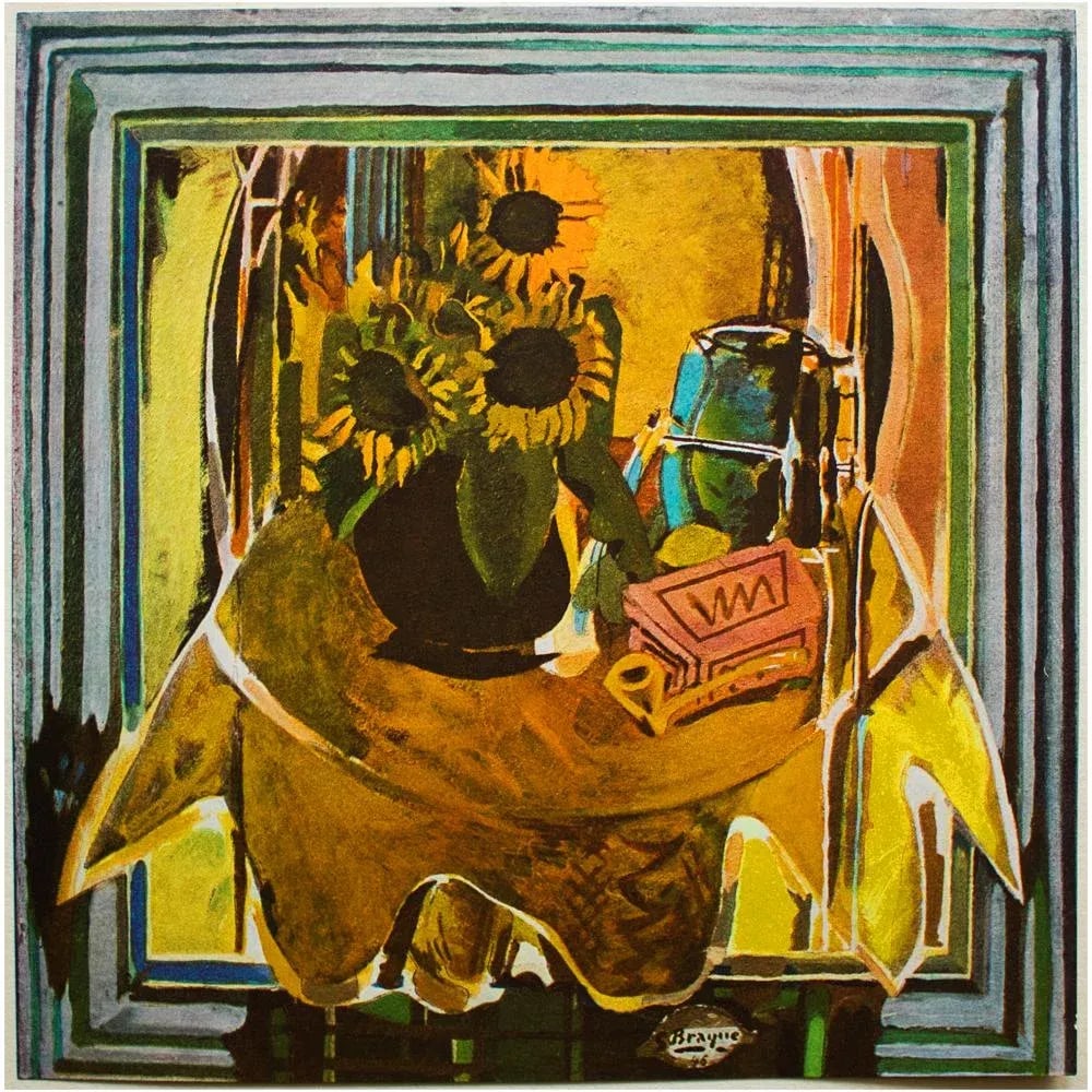 1940s After Georges Braque "Sunflowers", First Edition Period Cubist Swiss Offset Lithograph - 8
