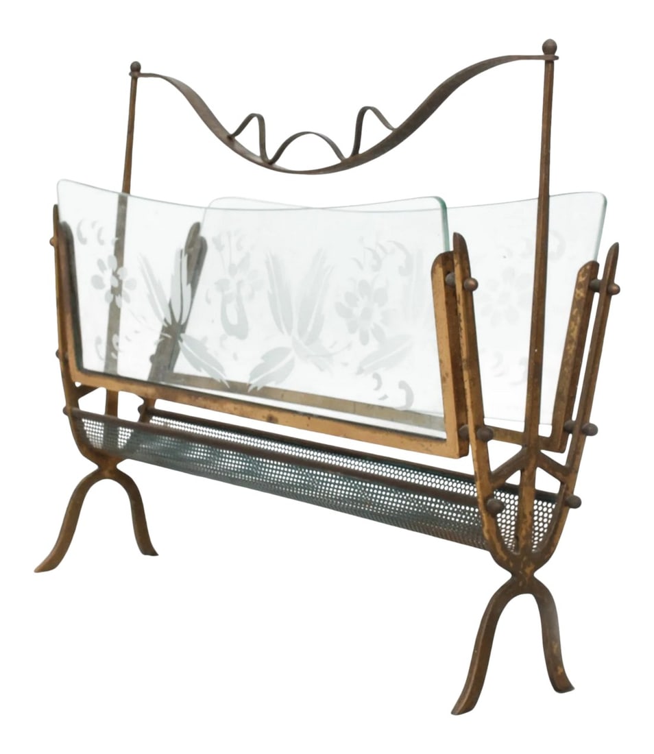 1950s Fontana Arte Magazine Rack Venetian Flower Art Glass Italy (1 of 12)