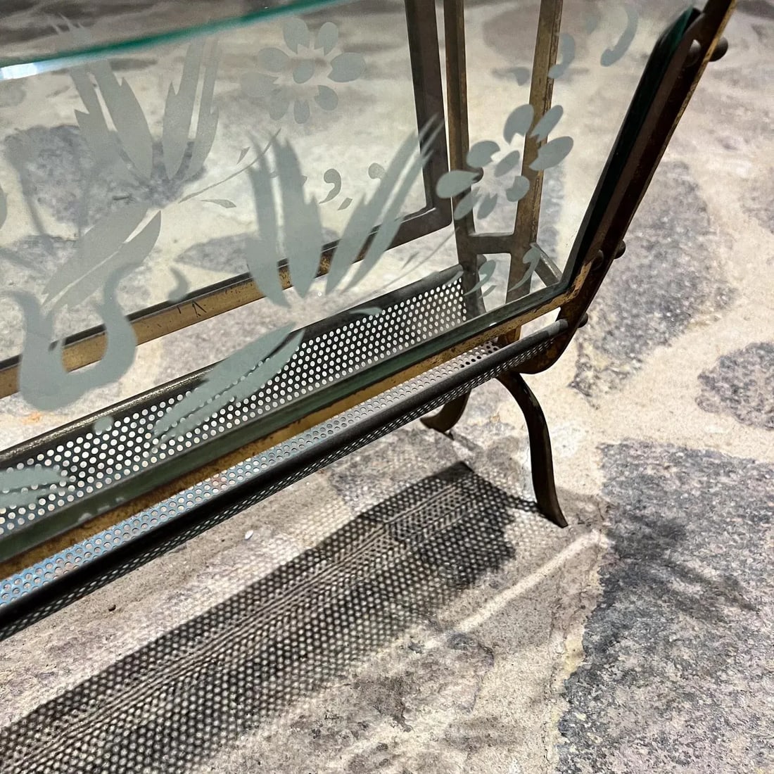 1950s Fontana Arte Magazine Rack Venetian Flower Art Glass Italy - 6