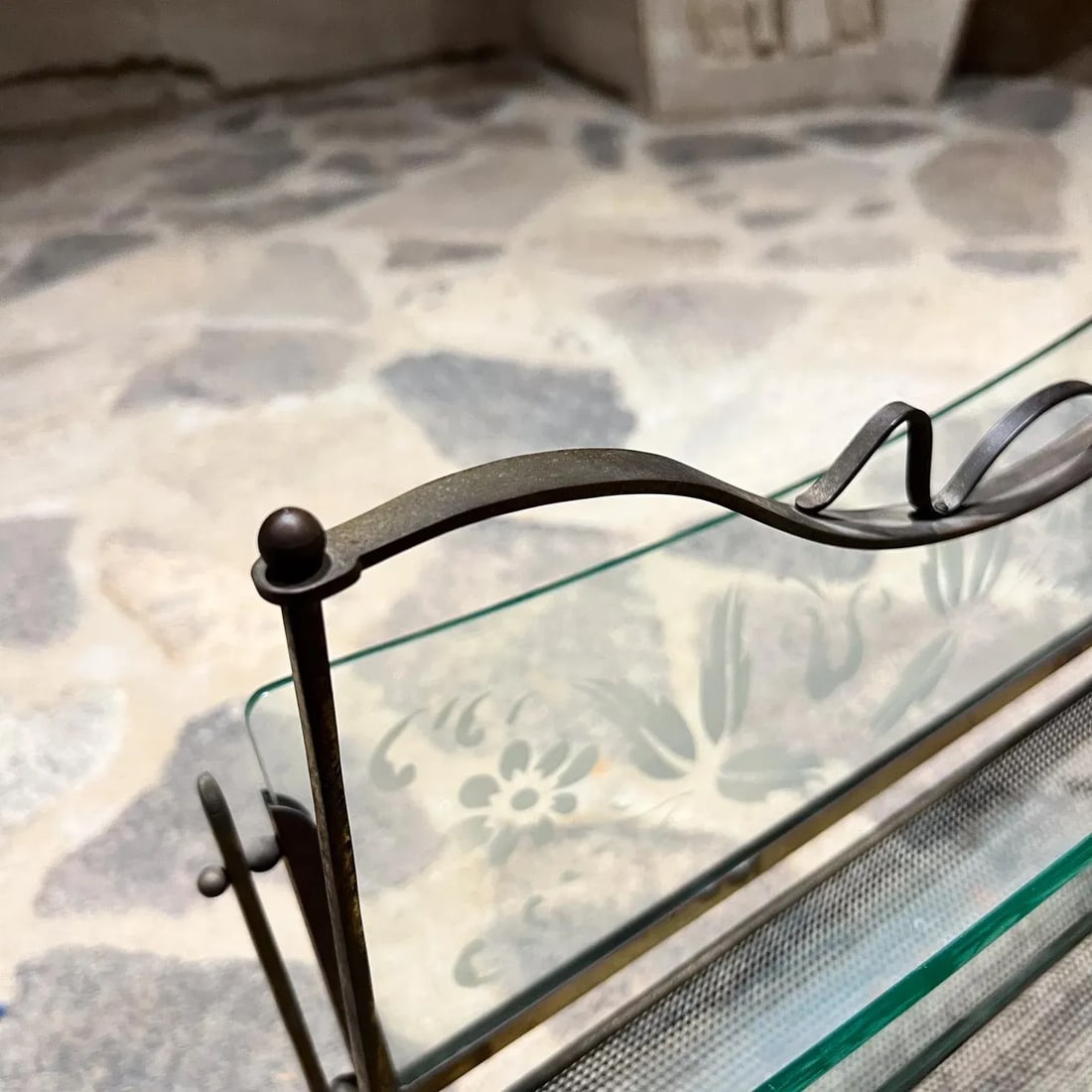 1950s Fontana Arte Magazine Rack Venetian Flower Art Glass Italy - 9