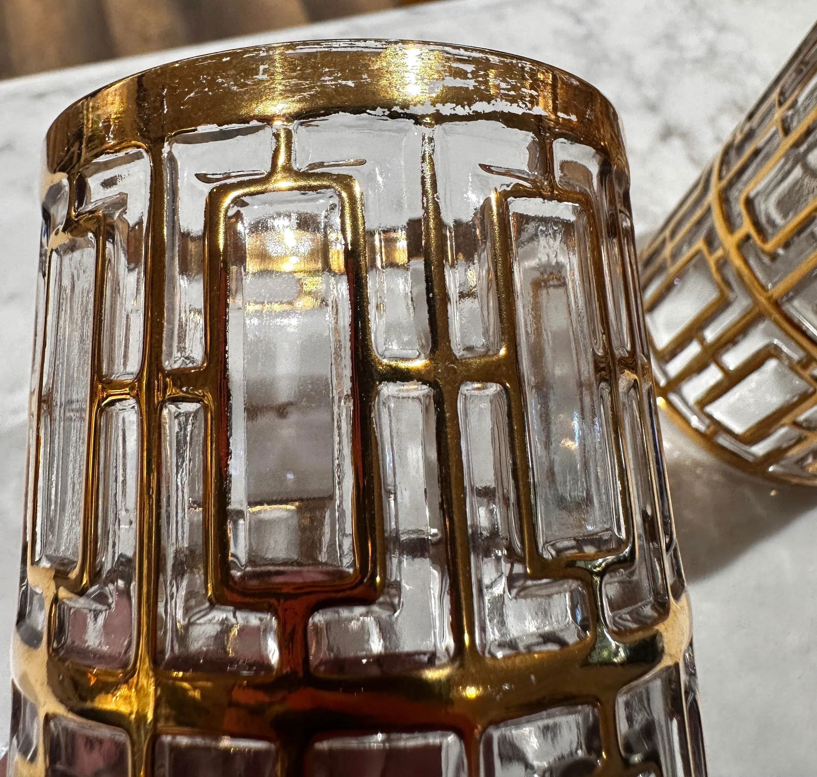 1960s Mid-Century Modern Shoji Highball Glasses With 22kt Trellis Detailing by Imperial Glass- Set o - 10