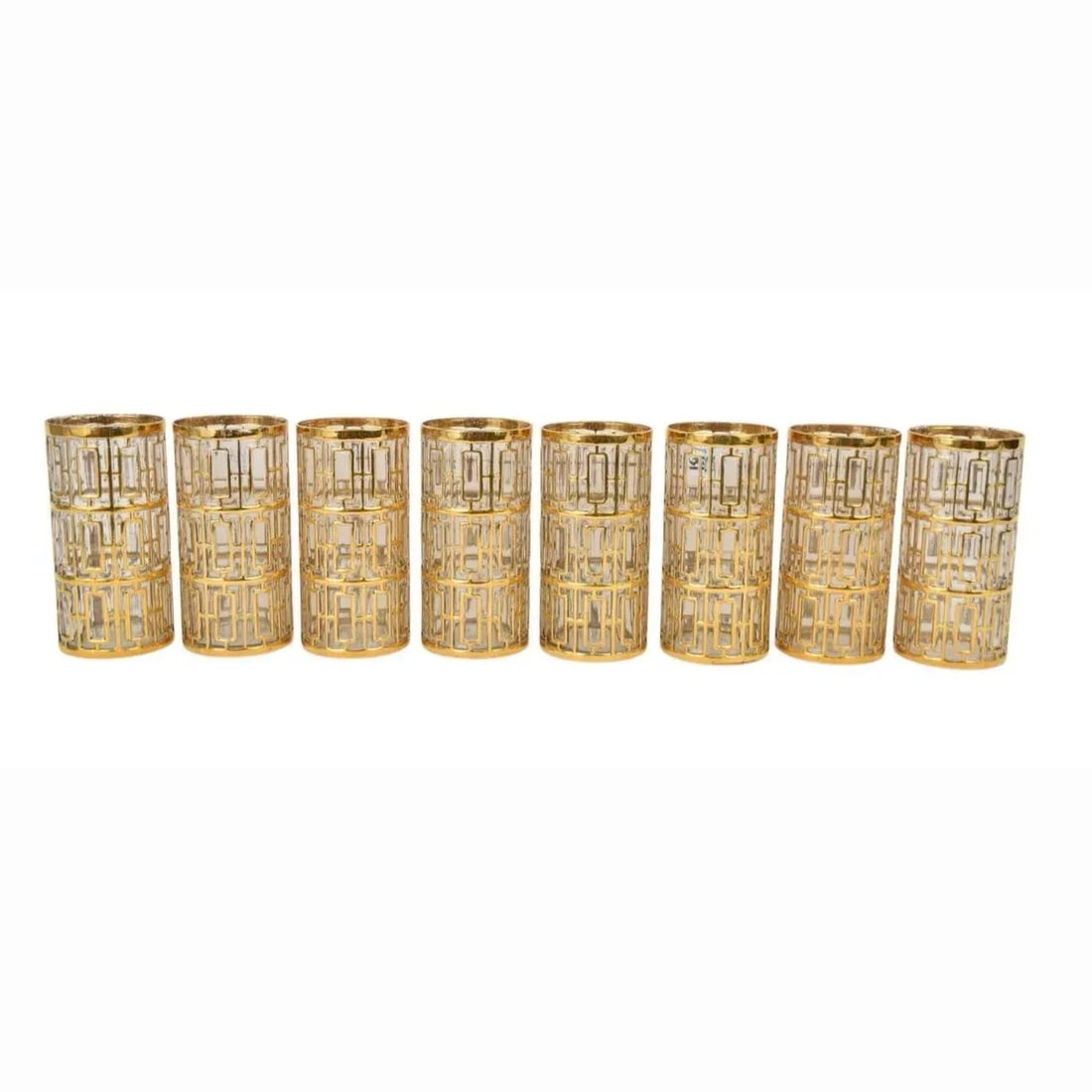 1960s Mid-Century Modern Shoji Highball Glasses With 22kt Trellis Detailing by Imperial Glass- Set o - 2