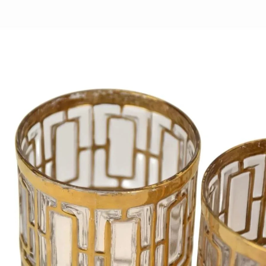 1960s Mid-Century Modern Shoji Highball Glasses With 22kt Trellis Detailing by Imperial Glass- Set o - 5