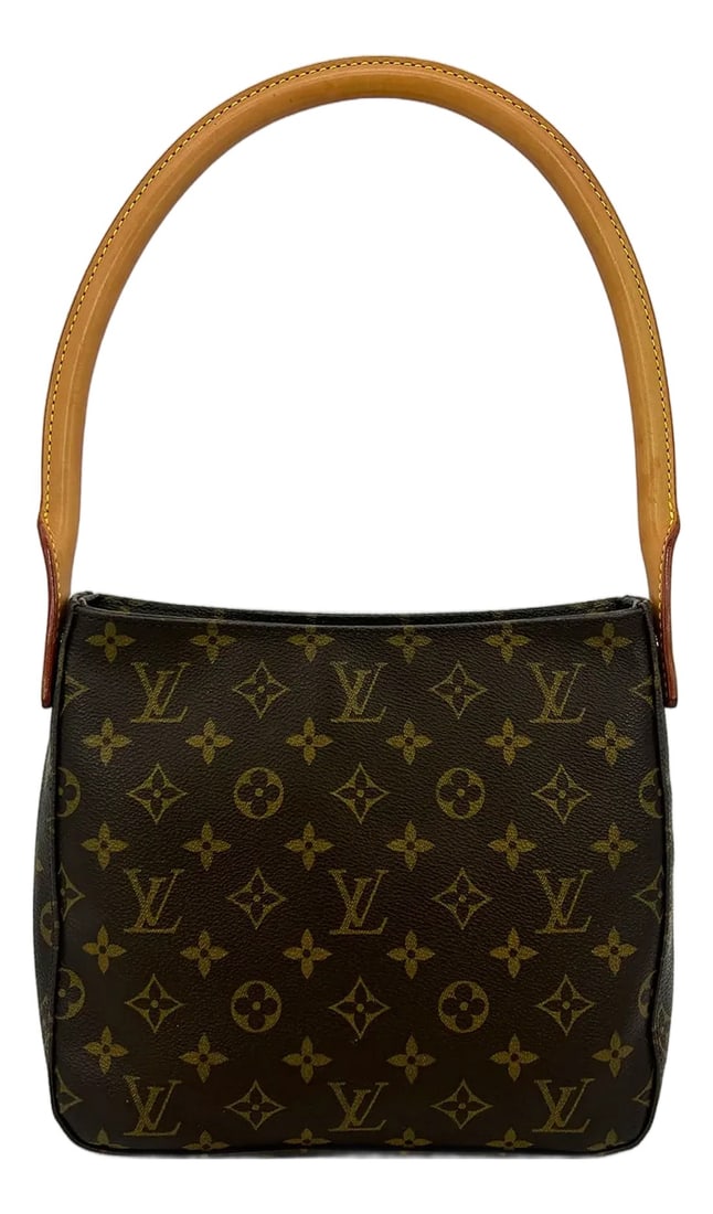 Louis Vuitton Monogram Canvas Looping MM: Louis Vuitton Monogram Canvas Looping MM in very good condition. Signature brown monogram canvas body with tan leather top handle and gold harrdware. Handle can fold up and down to wear or carry this