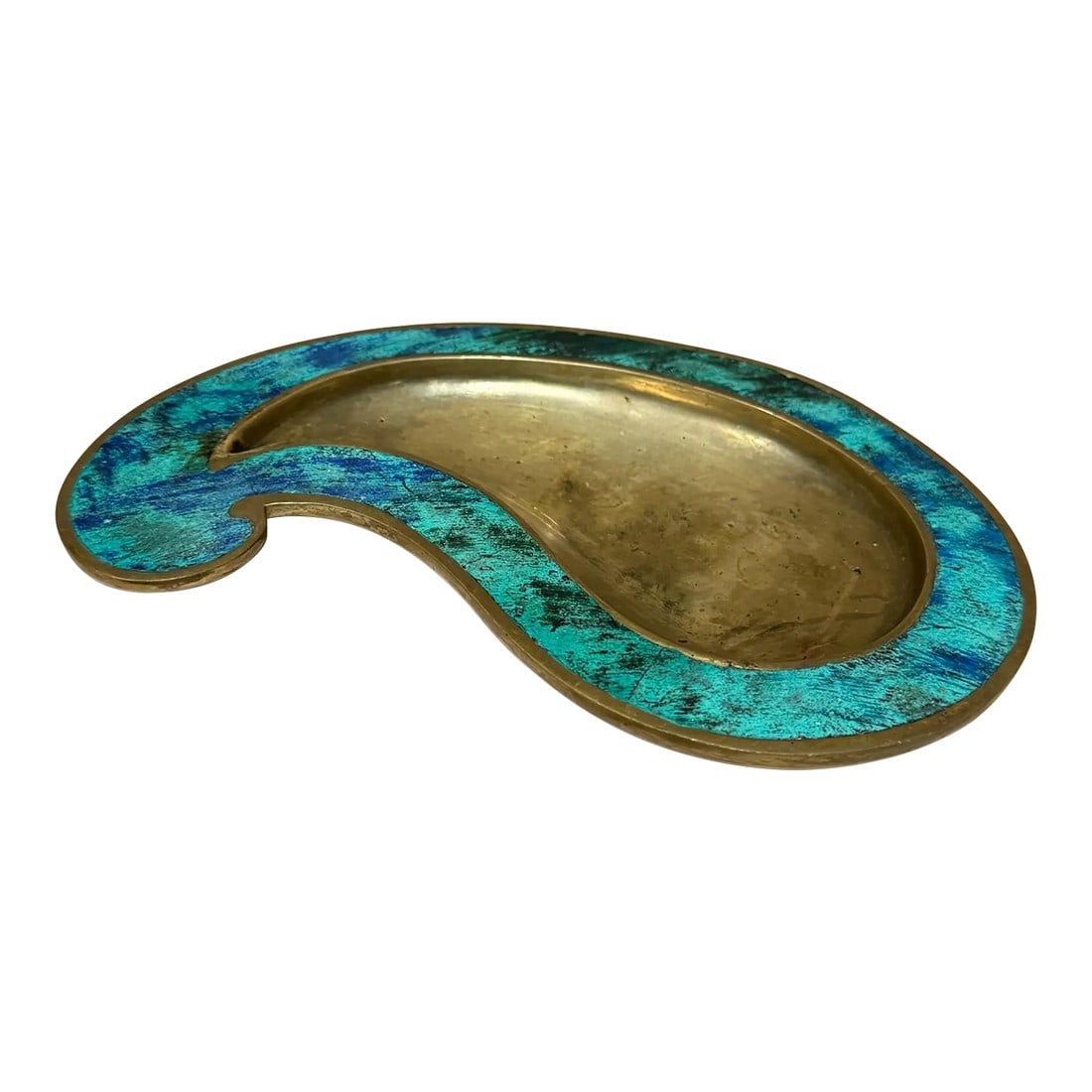 Pepe Mendoza Tear Drop Dish Malachite & Brass Mexican Modernism: For your consideration, a Pepe Mendoza tear drop dish with malachite & brass. Mexico circa 1950s. Mexican Modernism Dimensions: 9.75 W x 6.5 D, x 1.5 H Please visit take a look at our listings,