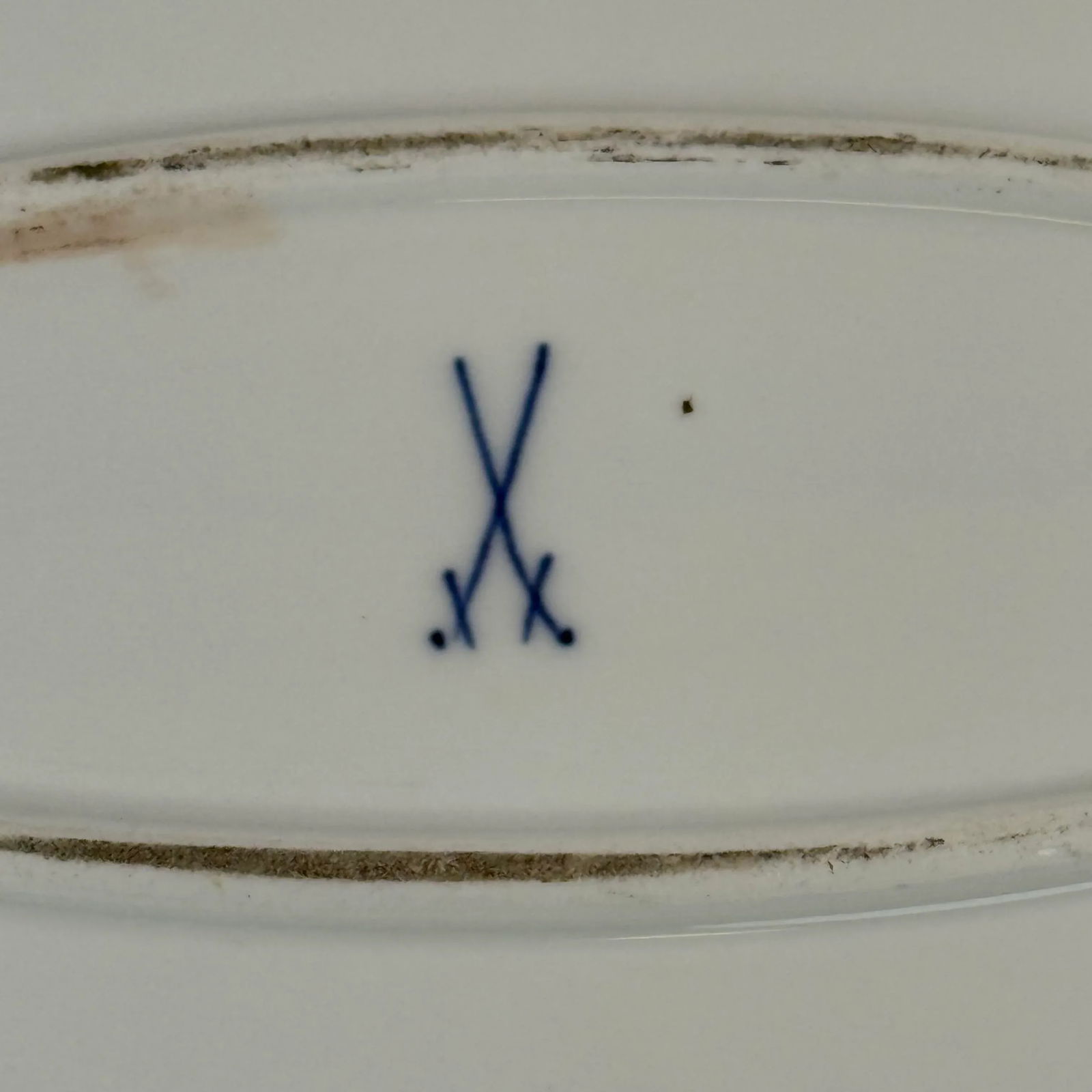 Antique Meissen Blue Onion Rich Gilded Large 18" Scalloped Platter - 10