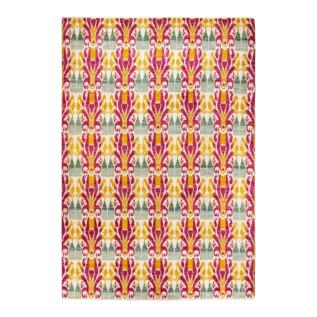 Modern Hand-Knotted Area Rug - Ivory, 9' 10" x 14' 5": Fresh, spirited, and above all, luxurious, the rugs of the Modern collection can invigorate a traditional room as gracefully as they can ground a more contemporary space. The opulent pattern in this