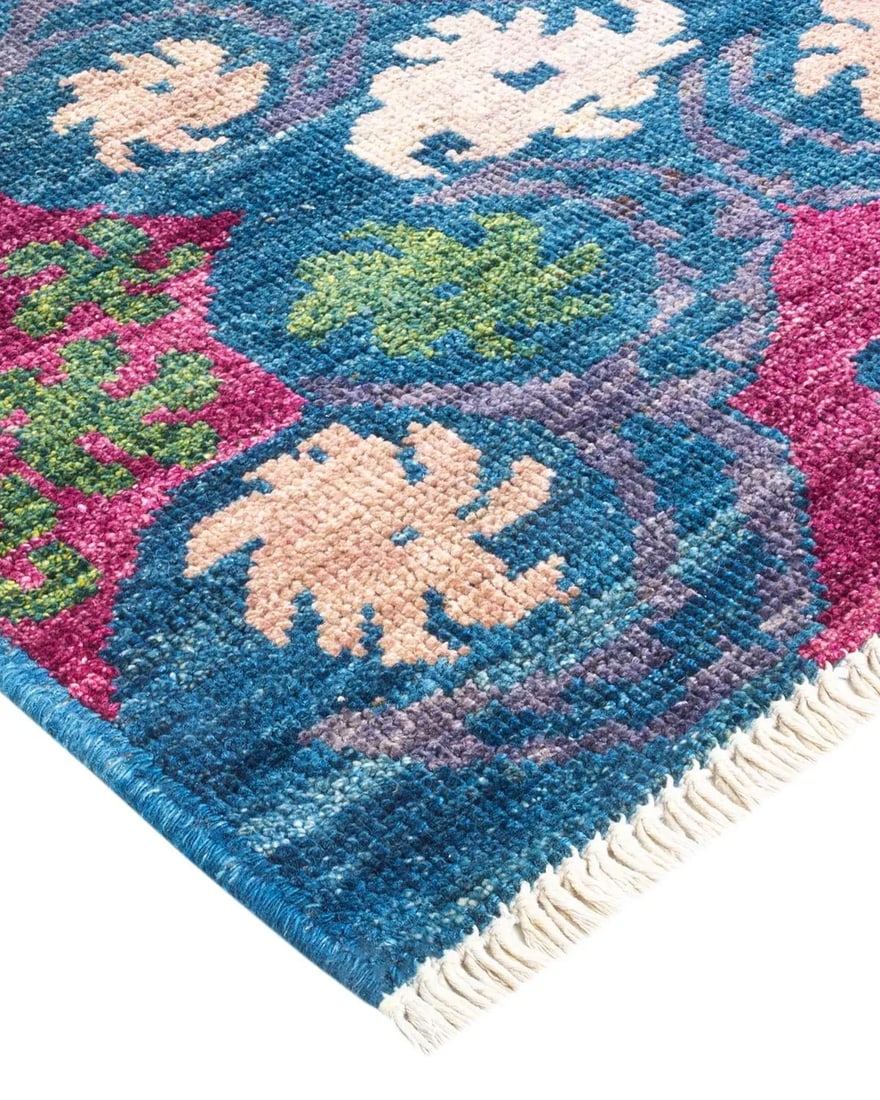 Modern Hand-Knotted Area Rug - Green, 6' 2" x 8' 7" - 2