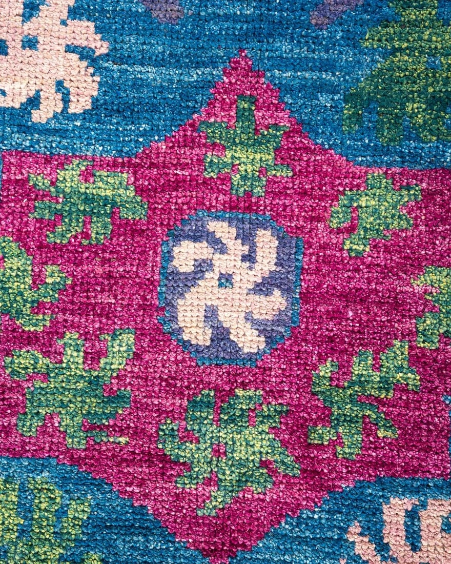 Modern Hand-Knotted Area Rug - Green, 6' 2" x 8' 7" - 3