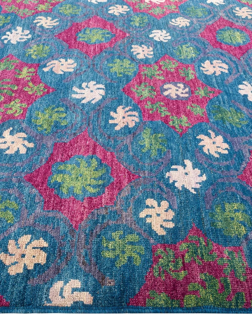 Modern Hand-Knotted Area Rug - Green, 6' 2" x 8' 7" - 4