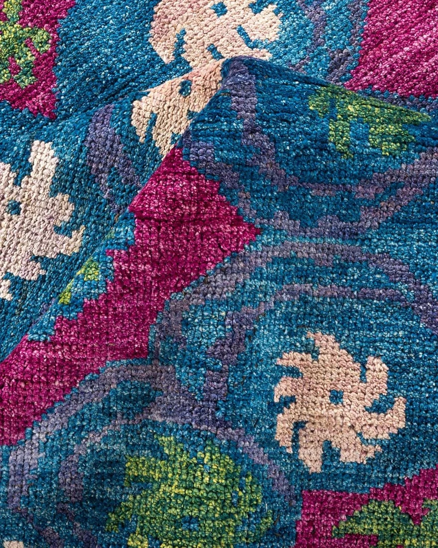 Modern Hand-Knotted Area Rug - Green, 6' 2" x 8' 7" - 7