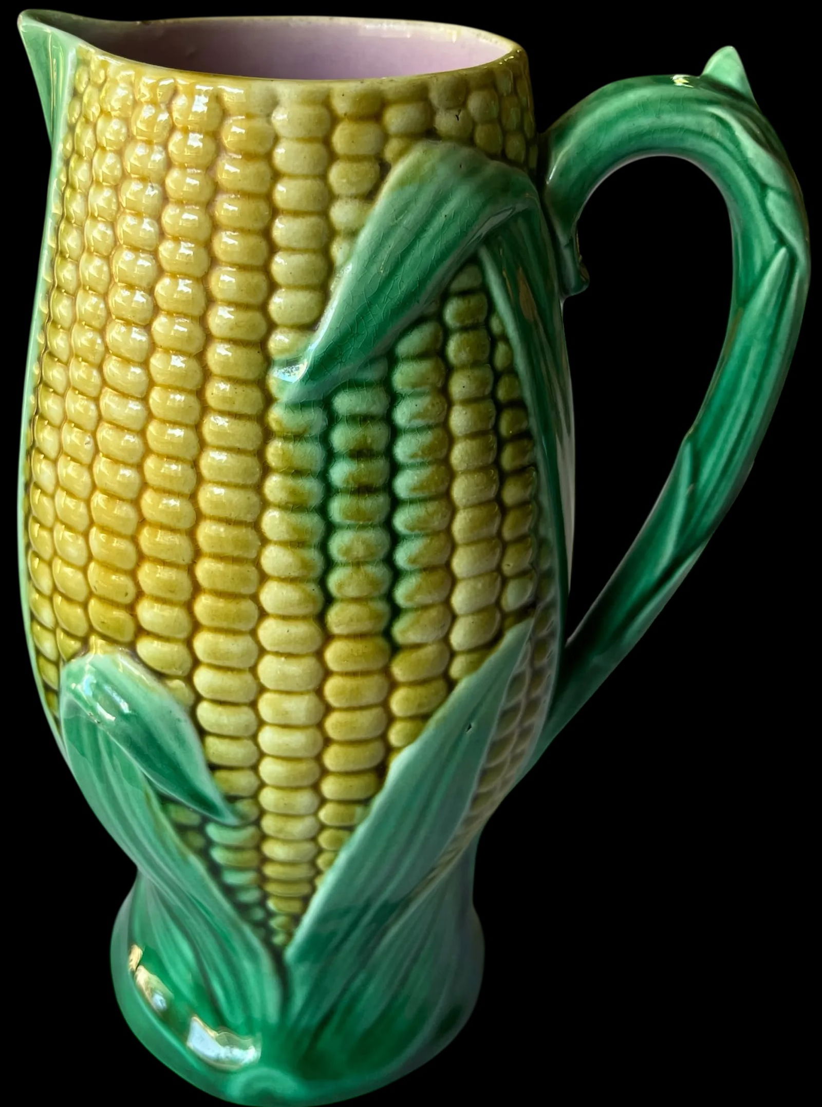 Antique 19th Century George Jones English Majolica Corn Pitcher - 2
