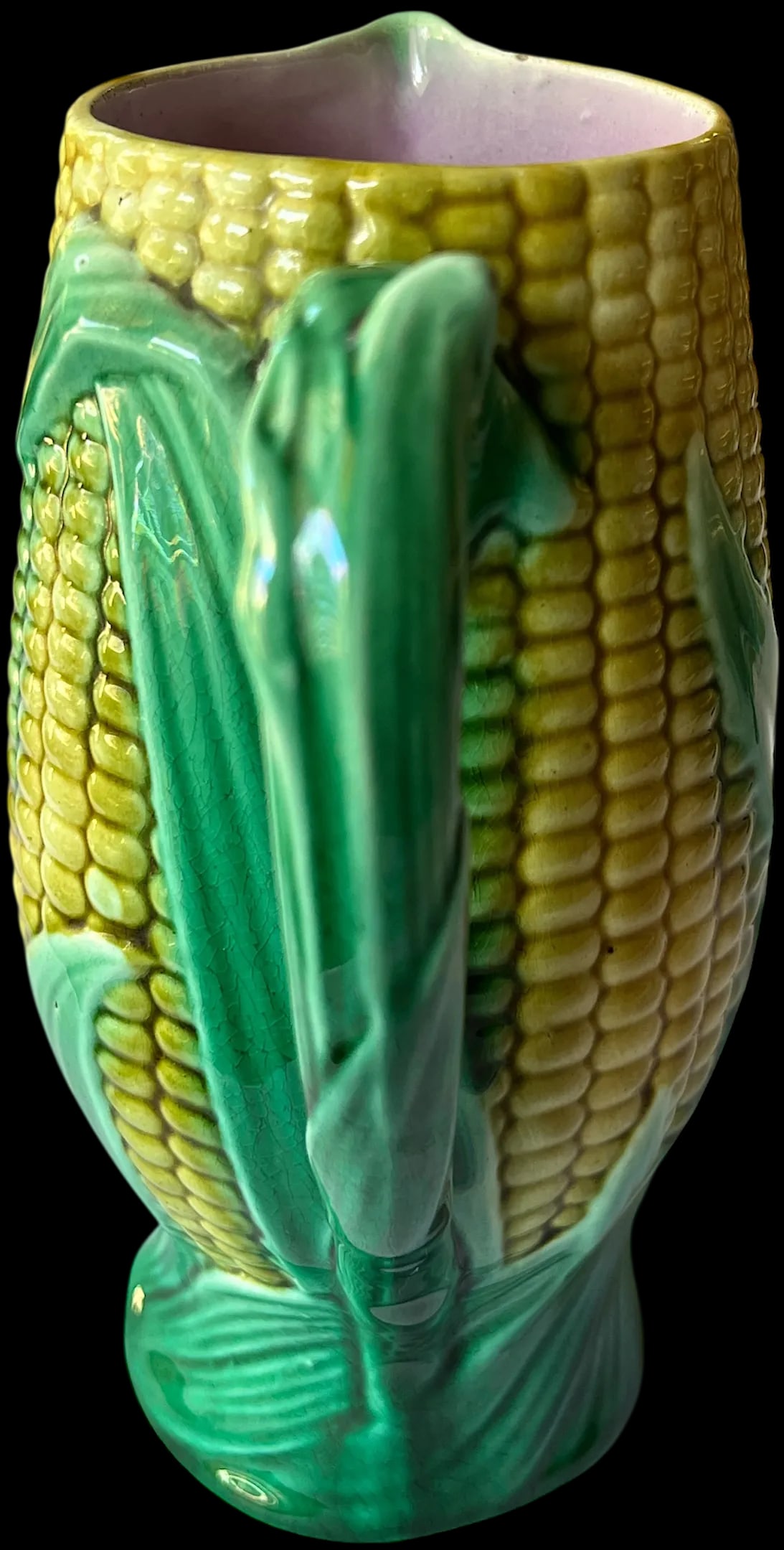 Antique 19th Century George Jones English Majolica Corn Pitcher - 3