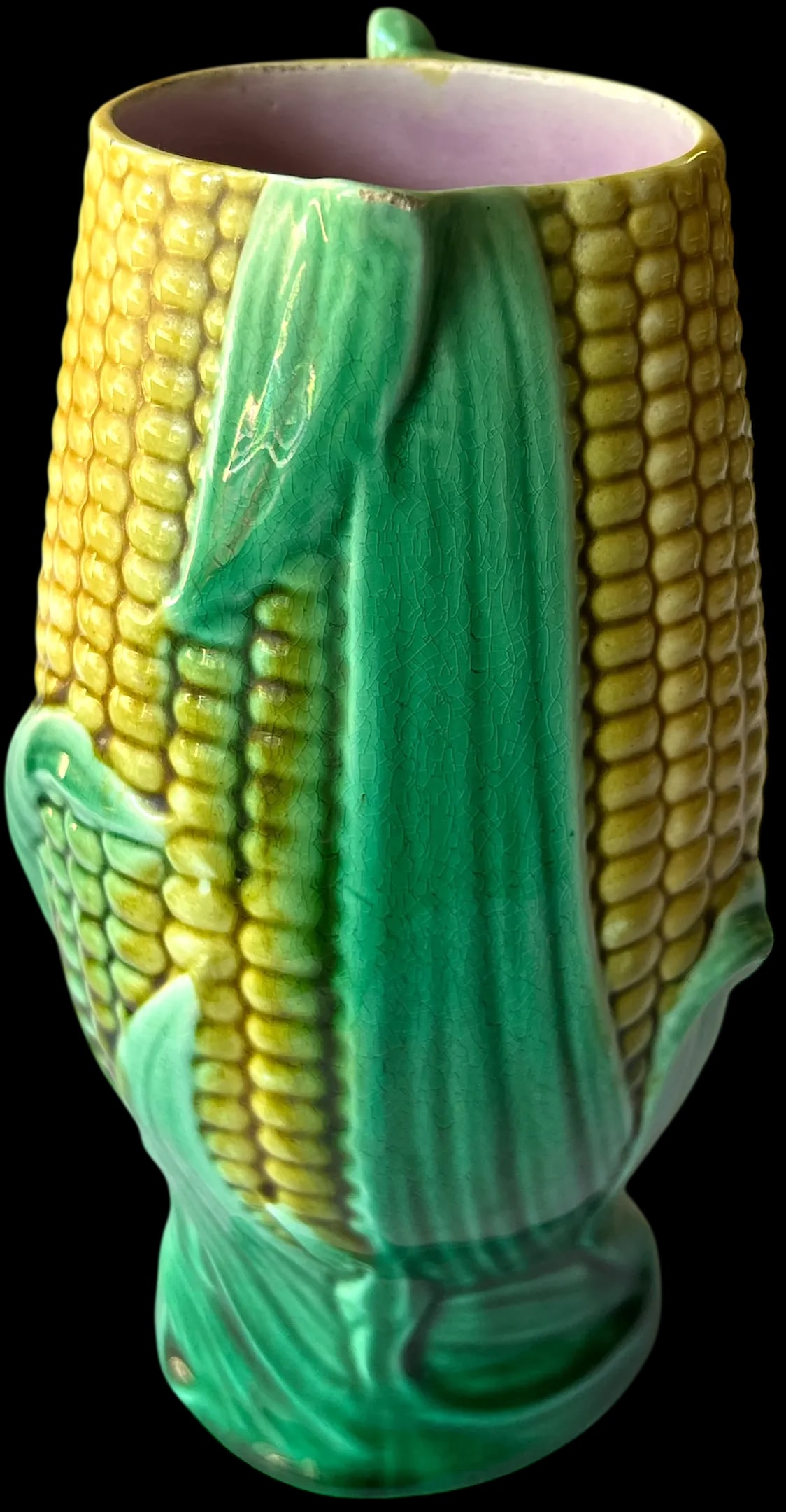 Antique 19th Century George Jones English Majolica Corn Pitcher - 4