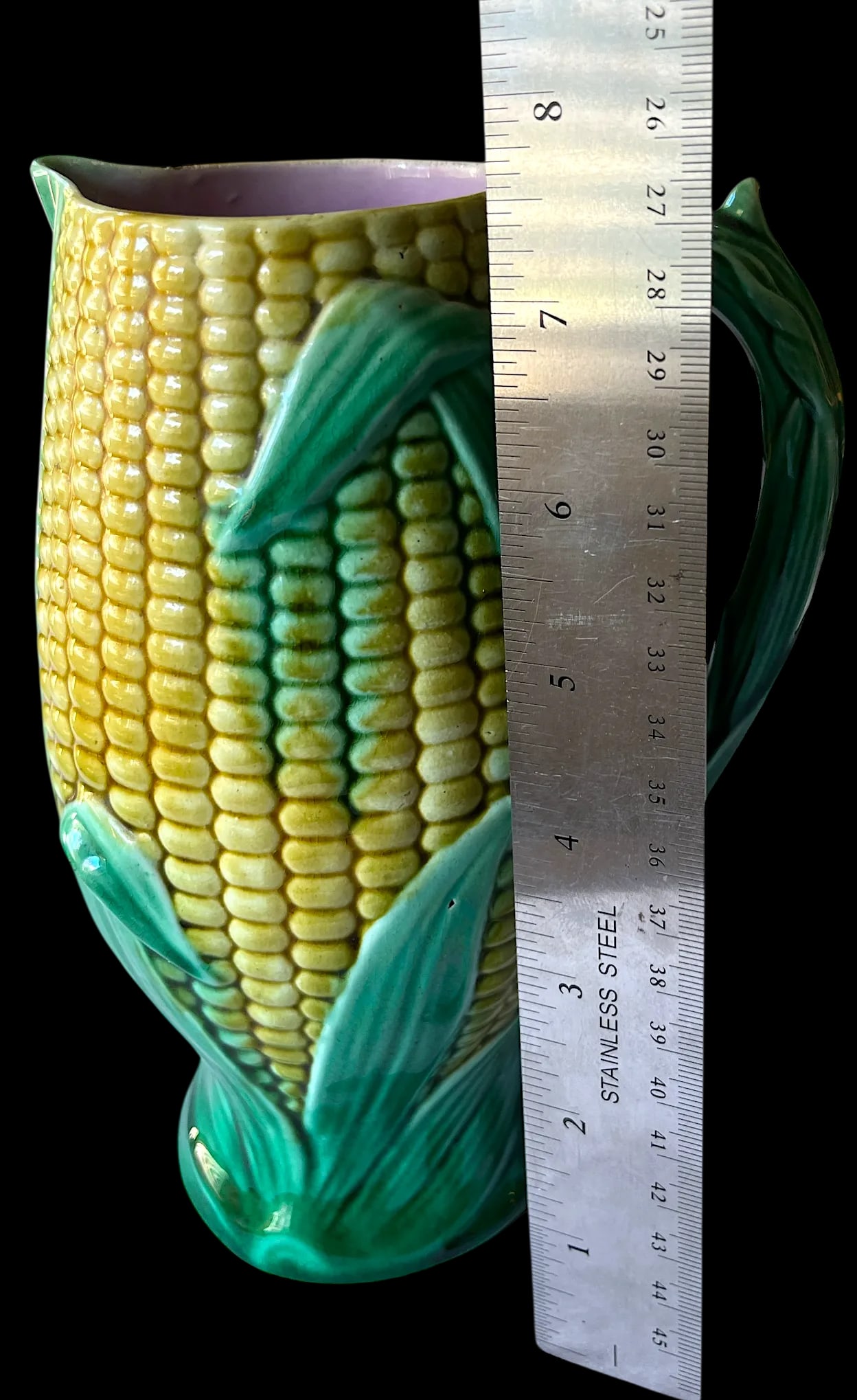 Antique 19th Century George Jones English Majolica Corn Pitcher - 7