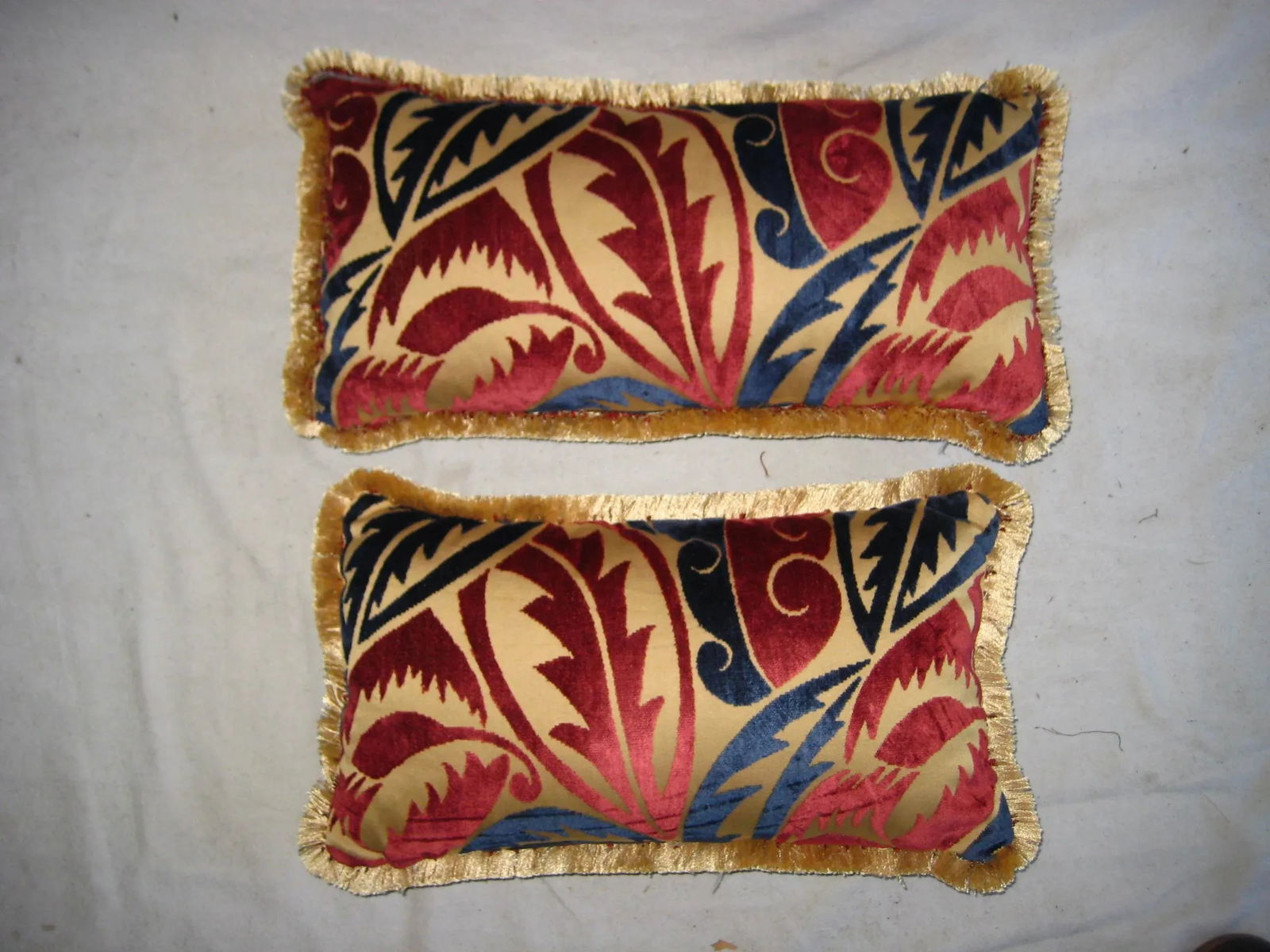 French Art Deco Raoul Dufy Velvet Grand Feuillage Design Pair of Pillows - 2
