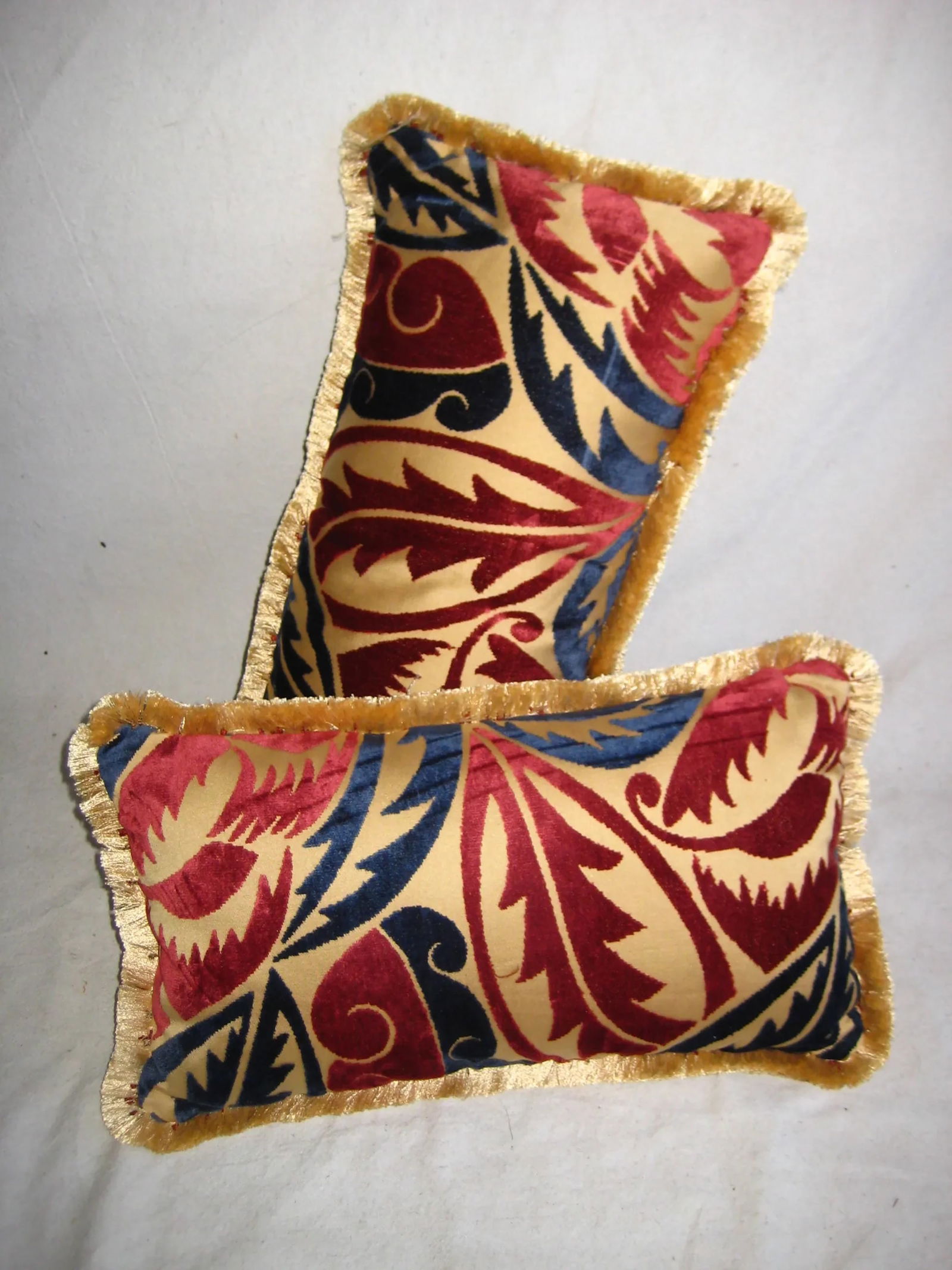 French Art Deco Raoul Dufy Velvet Grand Feuillage Design Pair of Pillows - 3