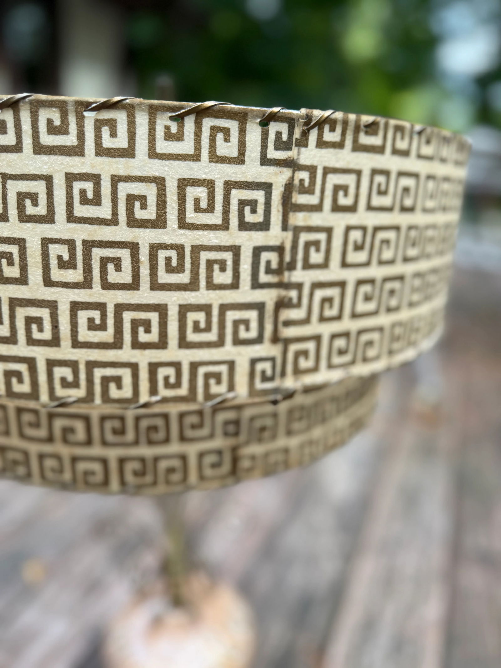 Two-Tier Fiberglass Lampshade With Greek Key Pattern -a Pair - 10