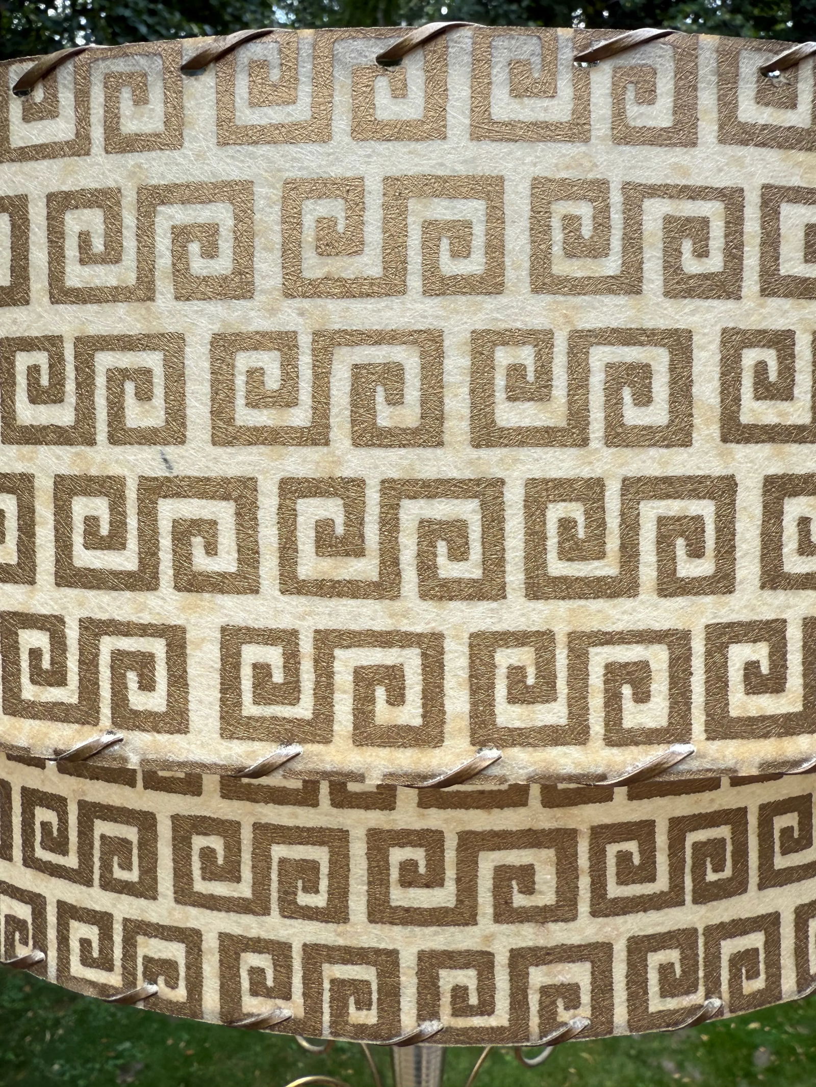 Two-Tier Fiberglass Lampshade With Greek Key Pattern -a Pair - 11