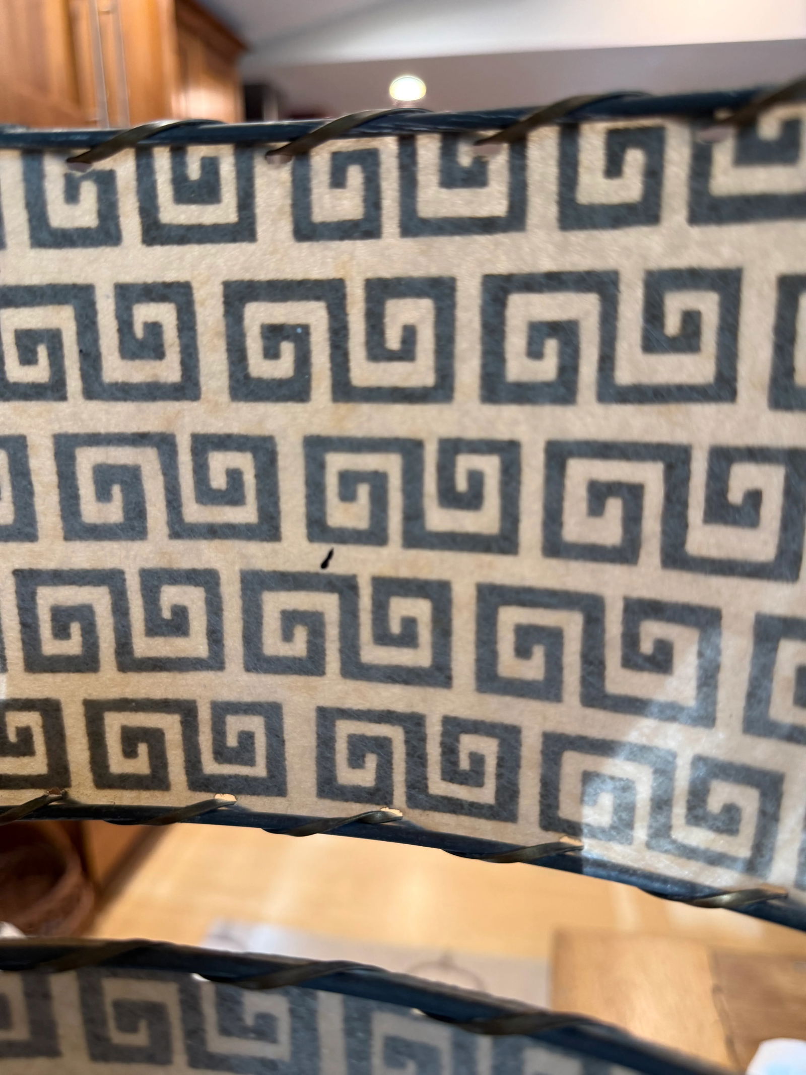 Two-Tier Fiberglass Lampshade With Greek Key Pattern -a Pair - 12