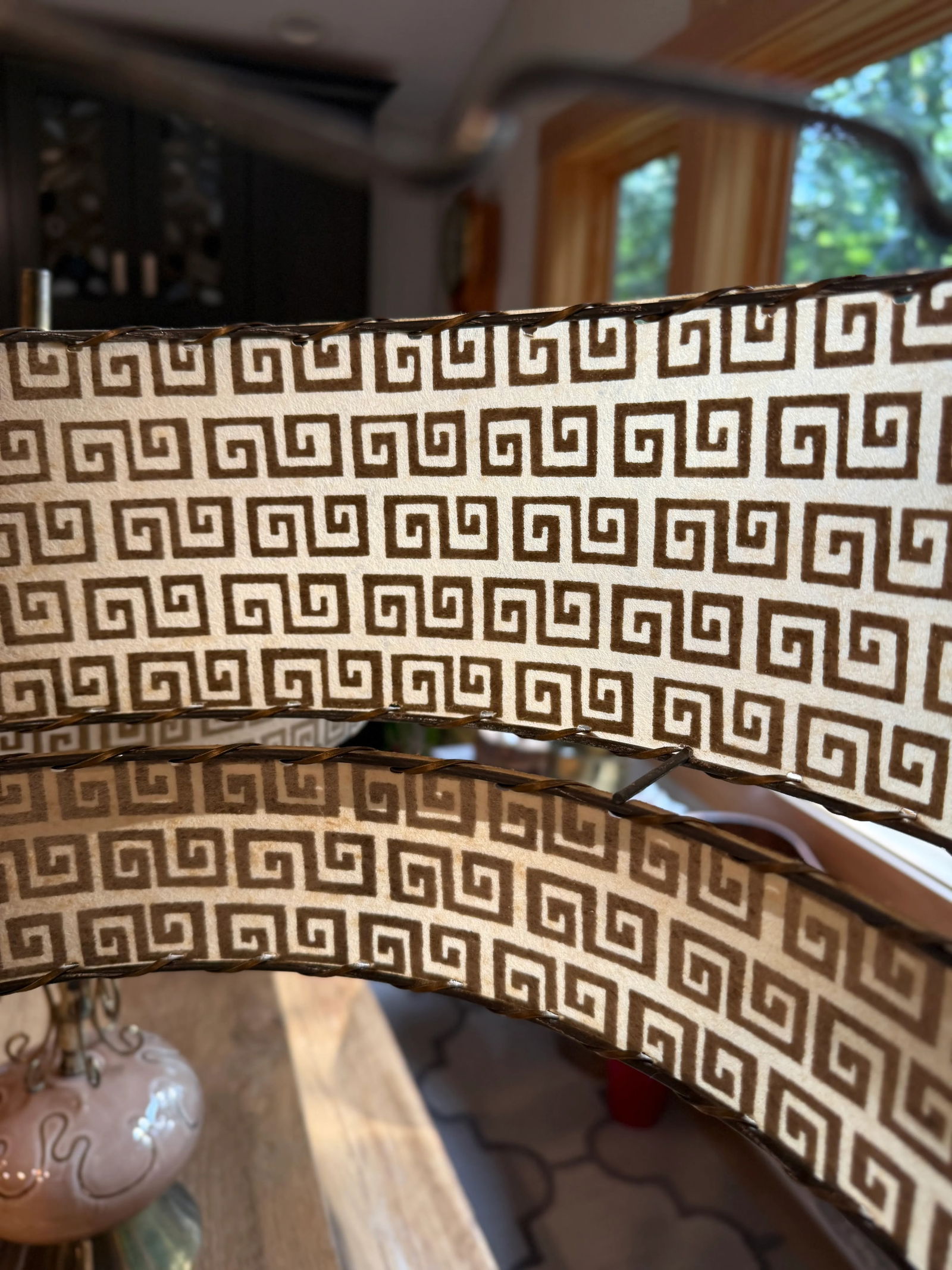 Two-Tier Fiberglass Lampshade With Greek Key Pattern -a Pair - 9