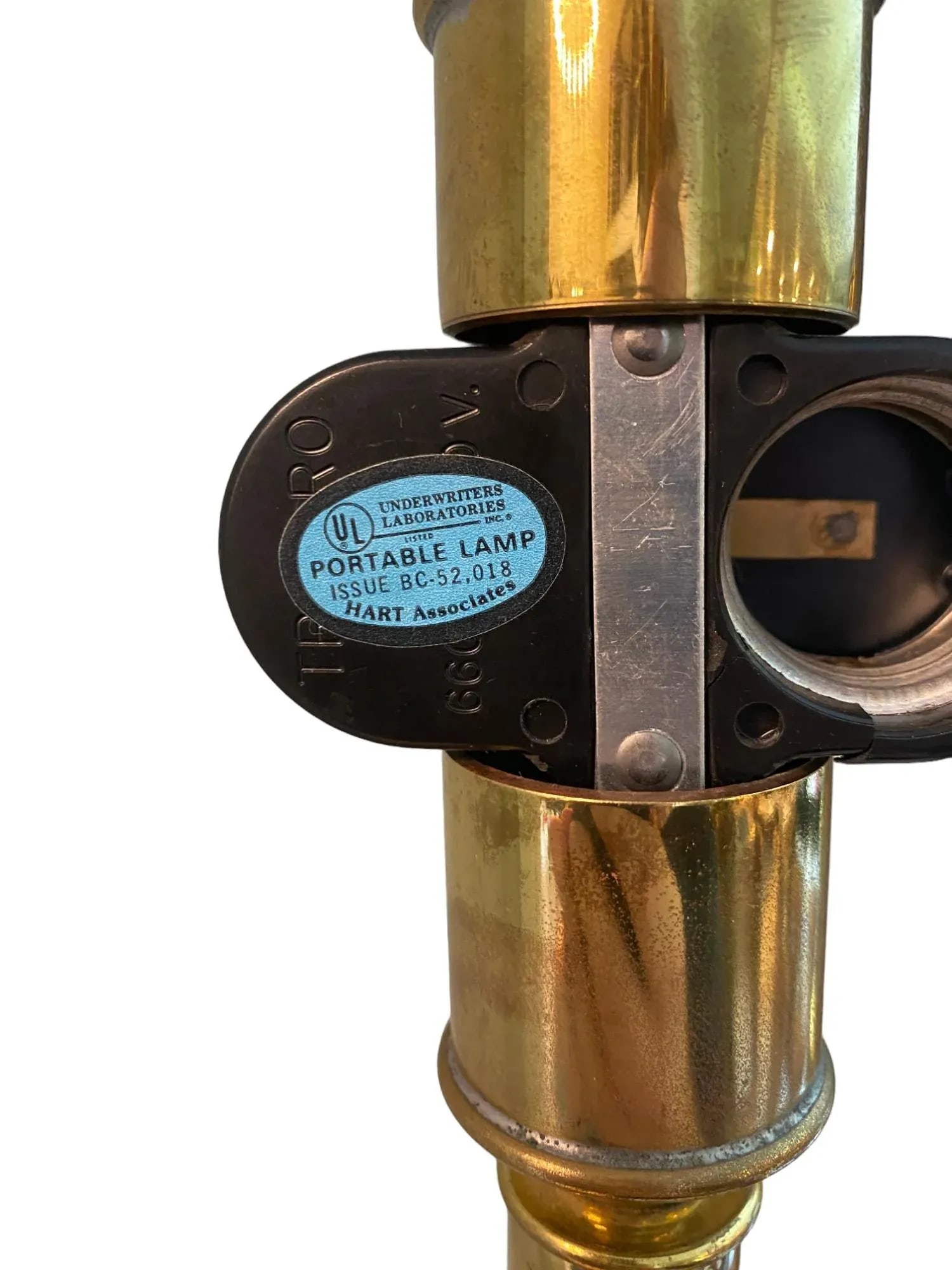 Late 20th Century Hart Associates Brass Upside Down Palm Tree Lamps With Black Shades - Set of 2 - 11