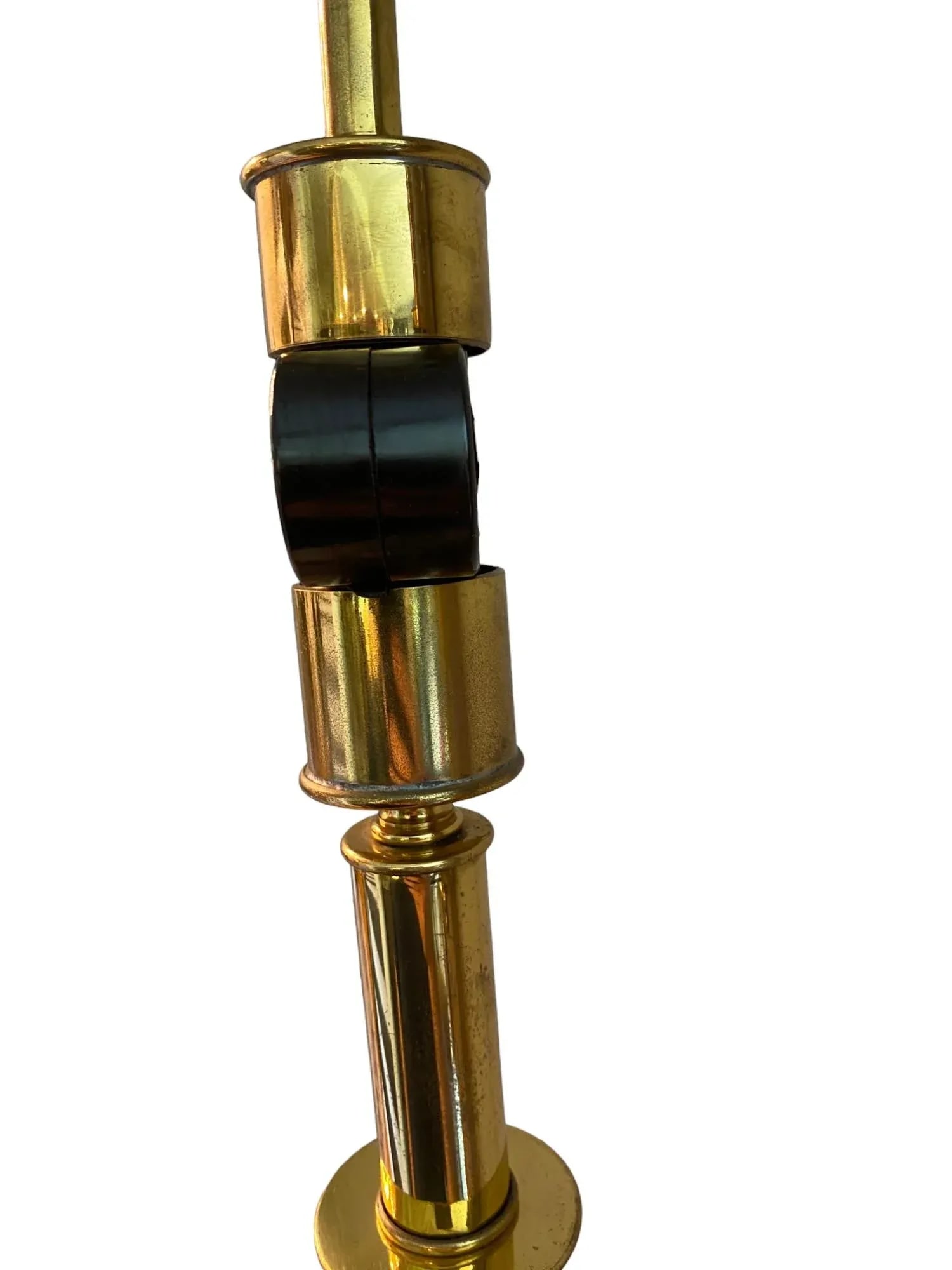 Late 20th Century Hart Associates Brass Upside Down Palm Tree Lamps With Black Shades - Set of 2 - 12