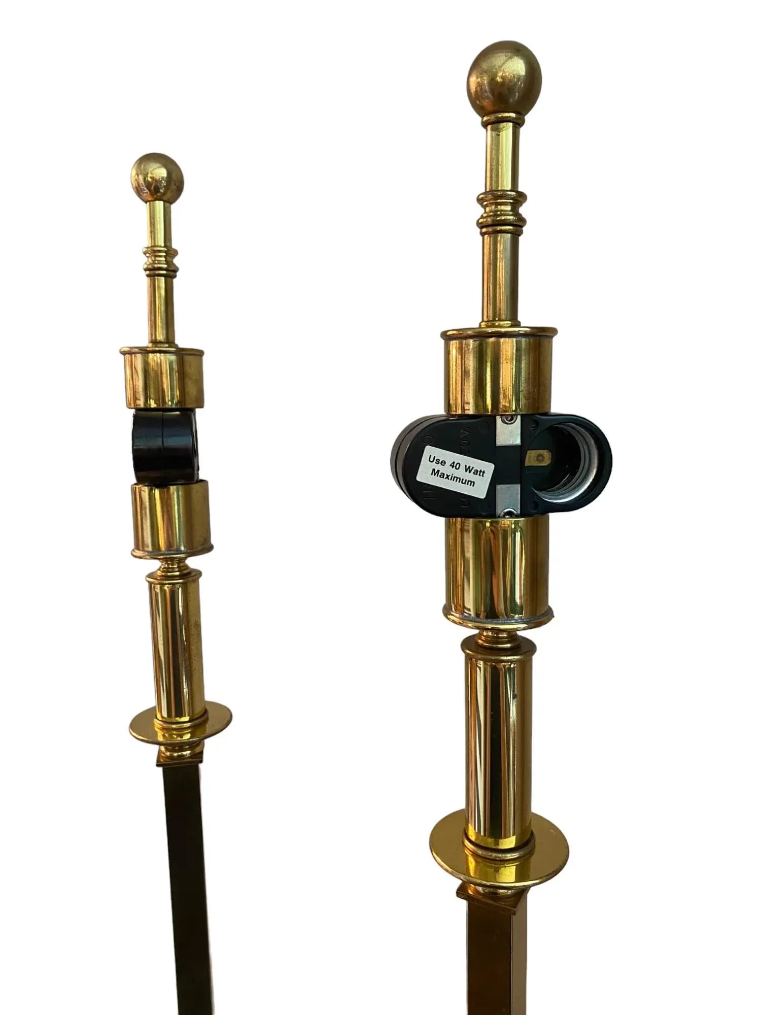 Late 20th Century Hart Associates Brass Upside Down Palm Tree Lamps With Black Shades - Set of 2 - 4