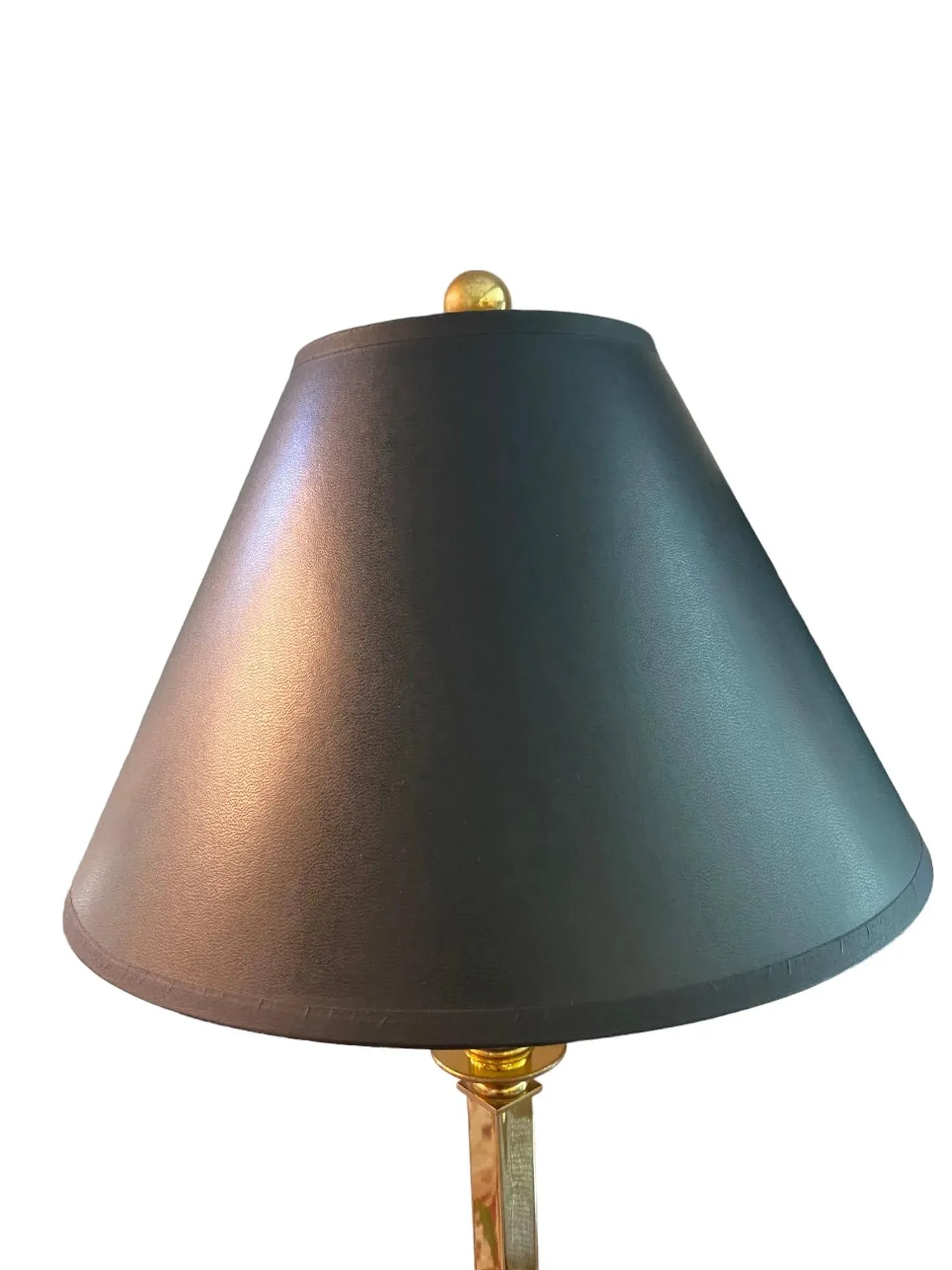 Late 20th Century Hart Associates Brass Upside Down Palm Tree Lamps With Black Shades - Set of 2 - 9